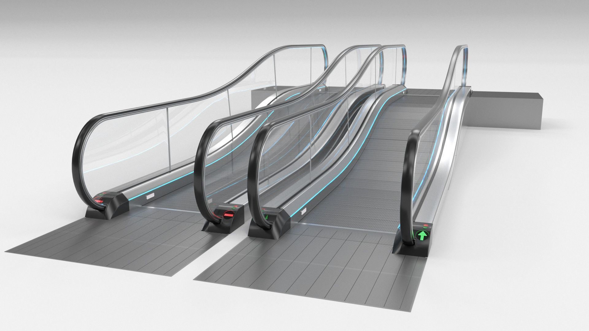Moving Walkway and Escalator Without Stairs Adjustable 3D model_10