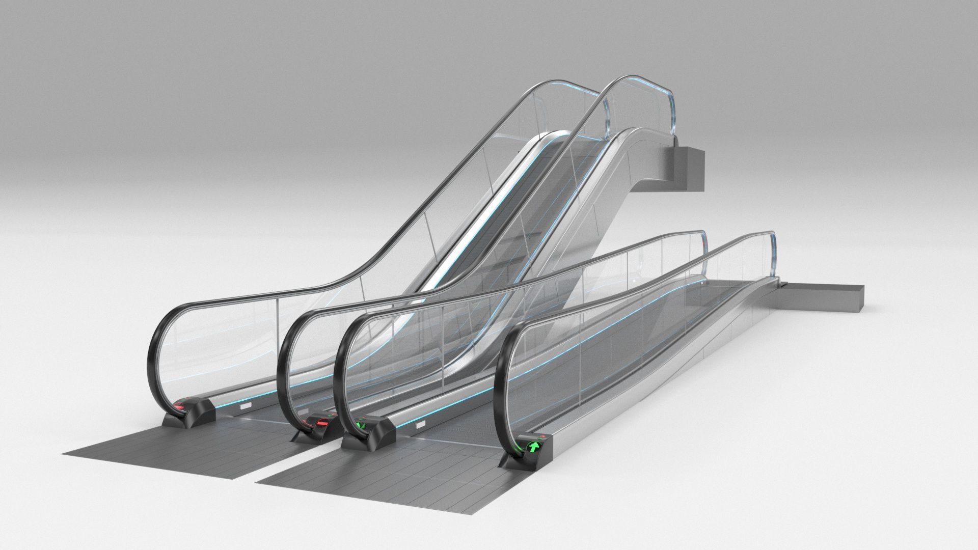 Moving Walkway and Escalator Without Stairs Adjustable 3D model_38