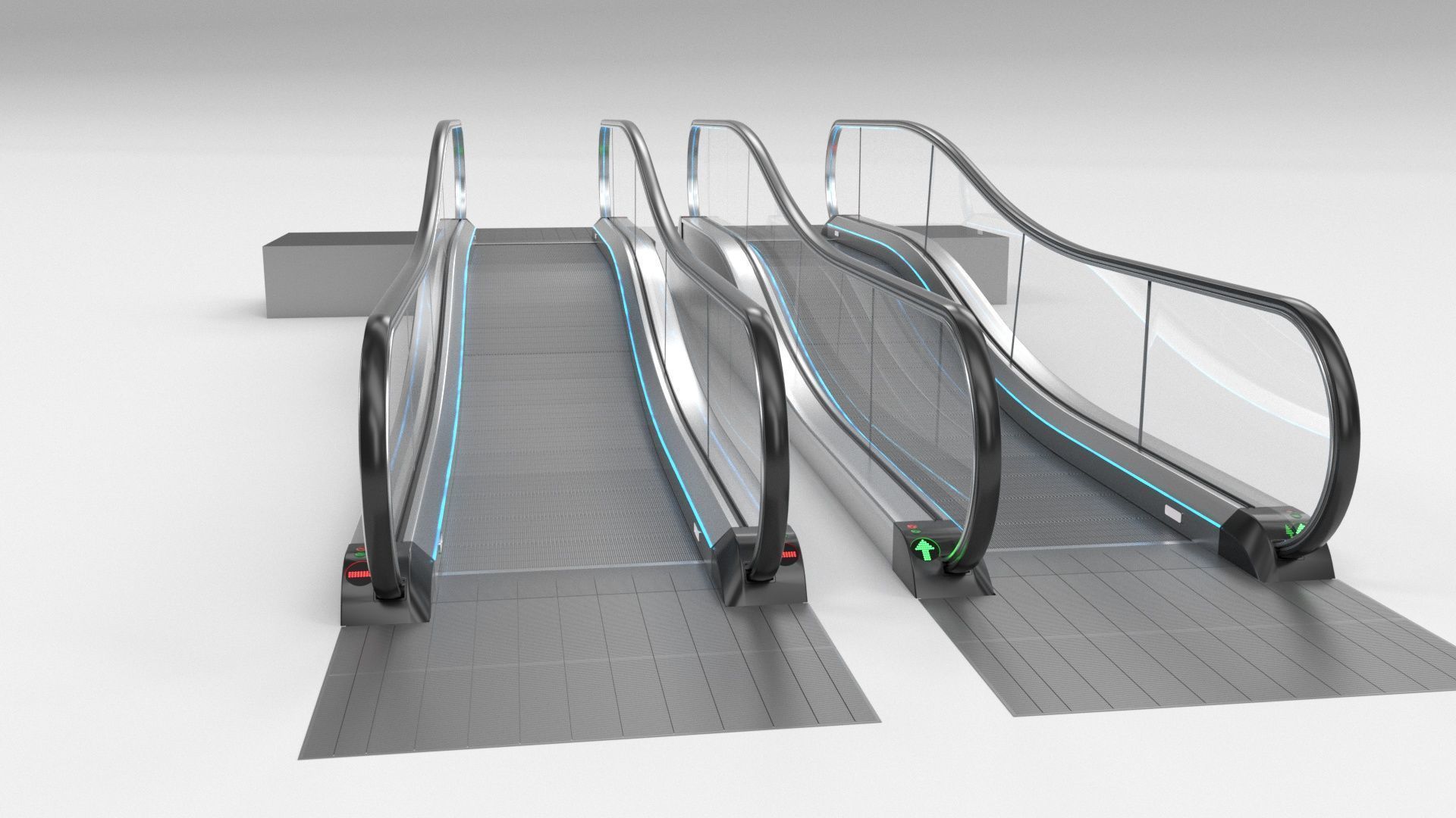 Moving Walkway and Escalator Without Stairs Adjustable 3D model_9
