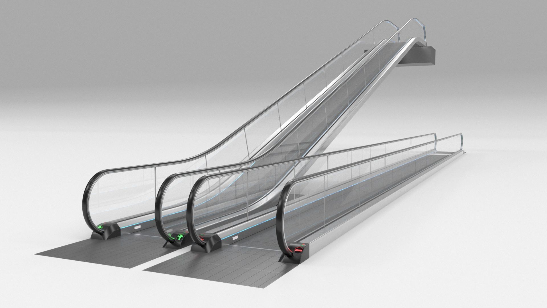 Moving Walkway and Escalator Without Stairs Adjustable 3D model_45