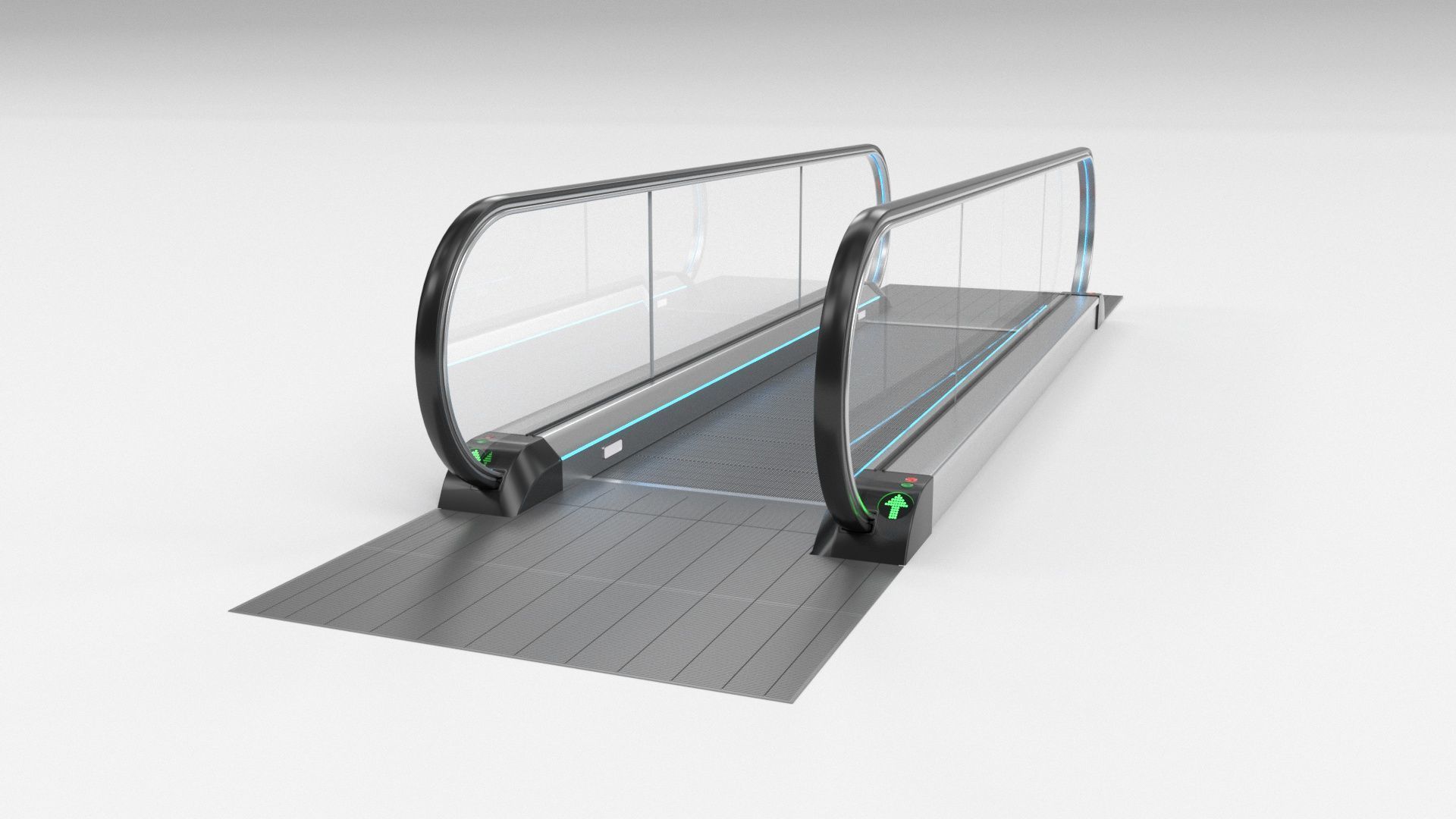 Moving Walkway and Escalator Without Stairs Adjustable 3D model_1
