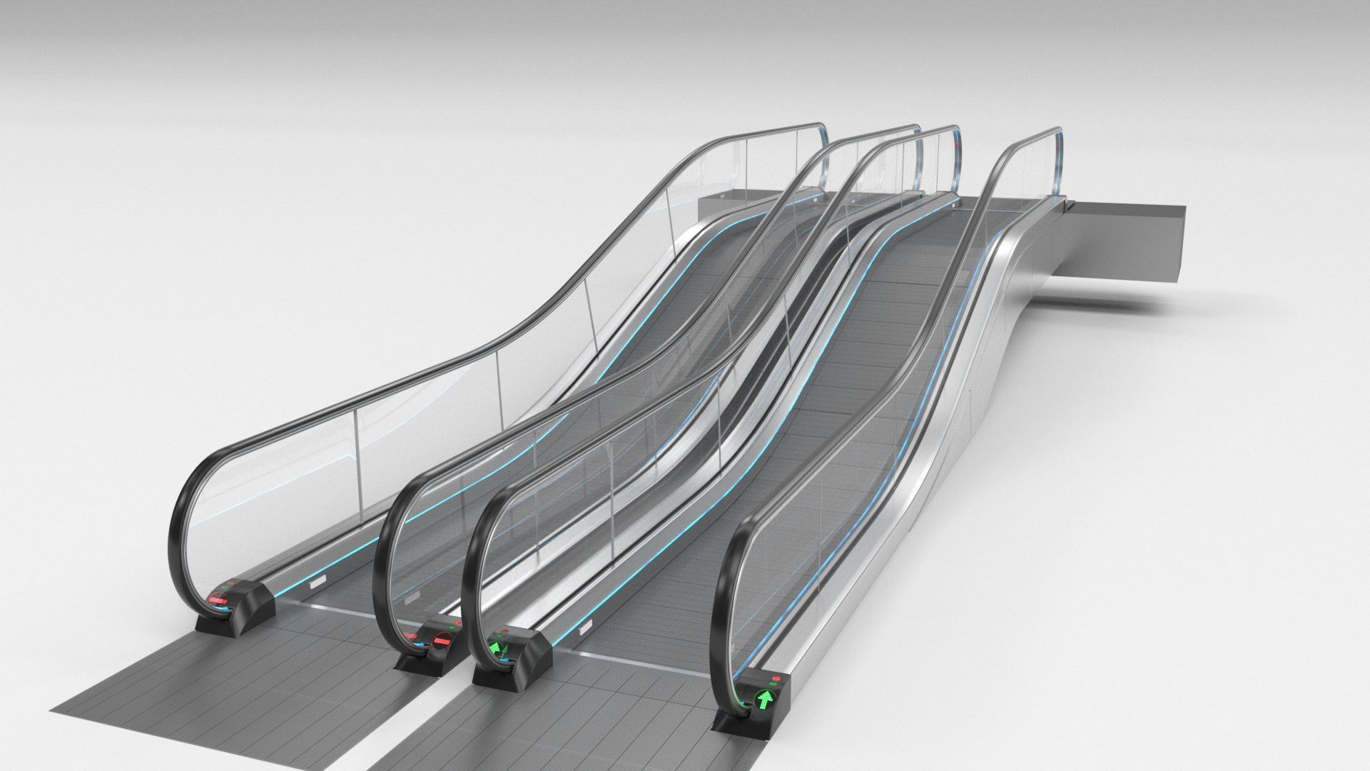 Moving Walkway and Escalator Without Stairs Adjustable 3D model_33