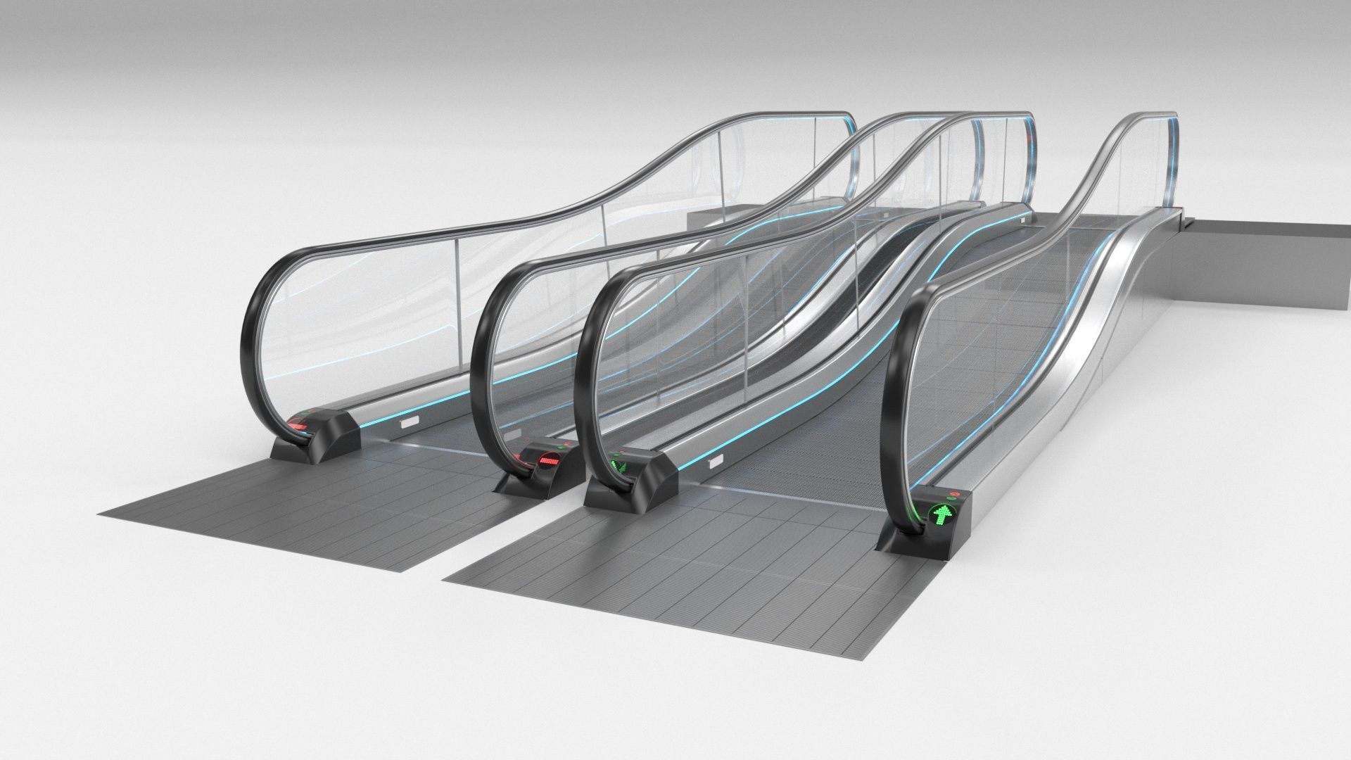 Moving Walkway and Escalator Without Stairs Adjustable 3D model_8