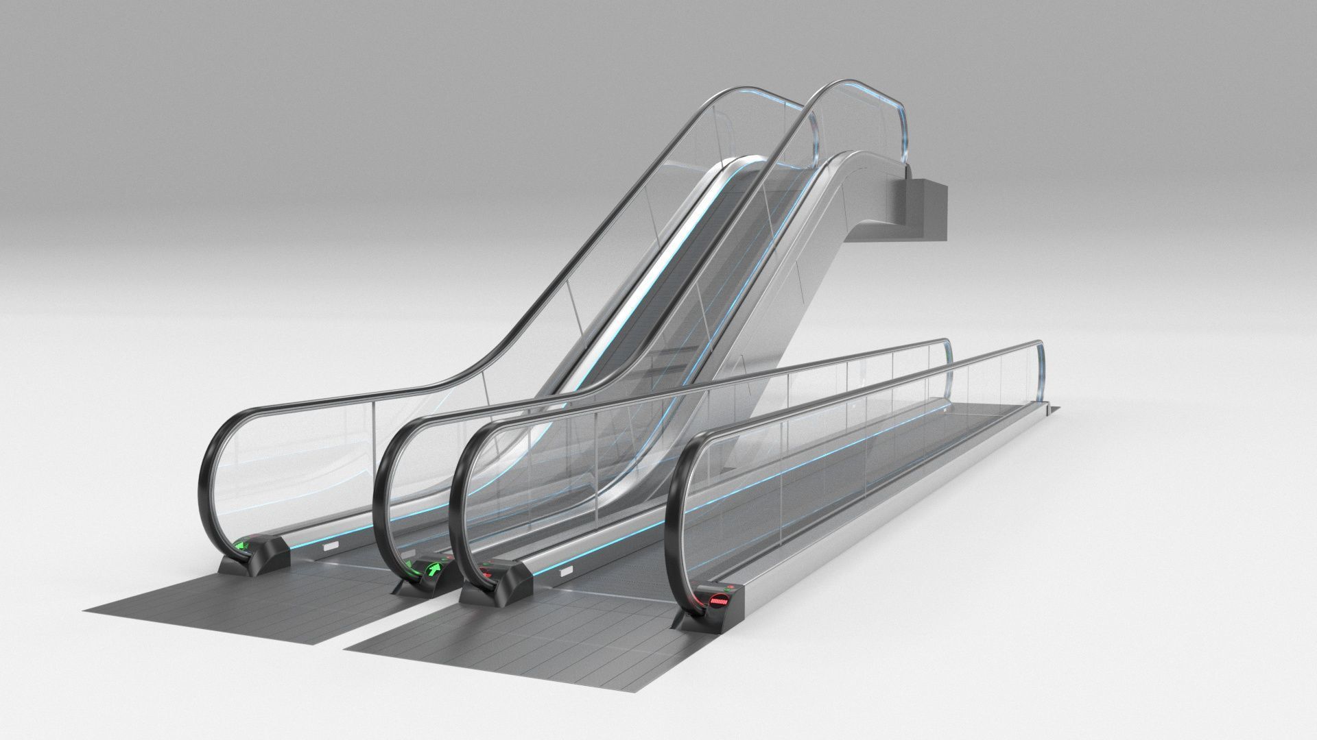 Moving Walkway and Escalator Without Stairs Adjustable 3D model_40