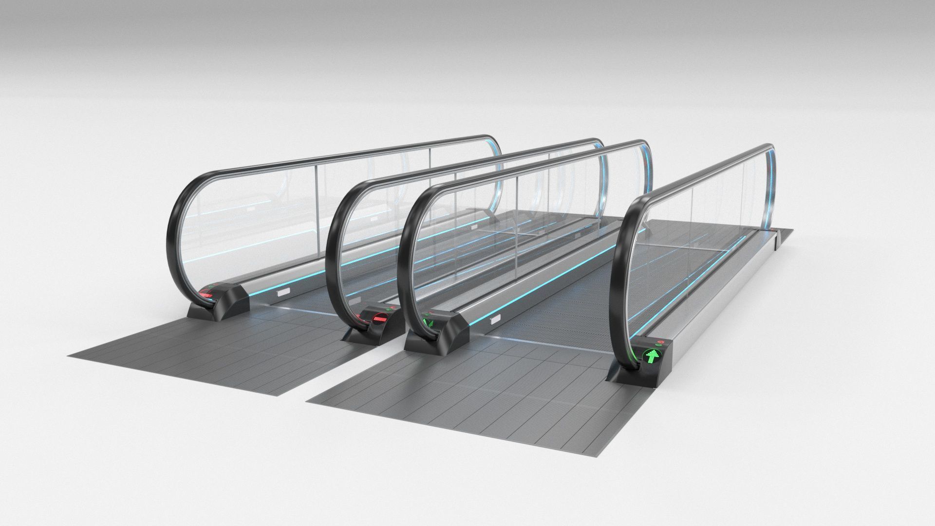 Moving Walkway and Escalator Without Stairs Adjustable 3D model_7
