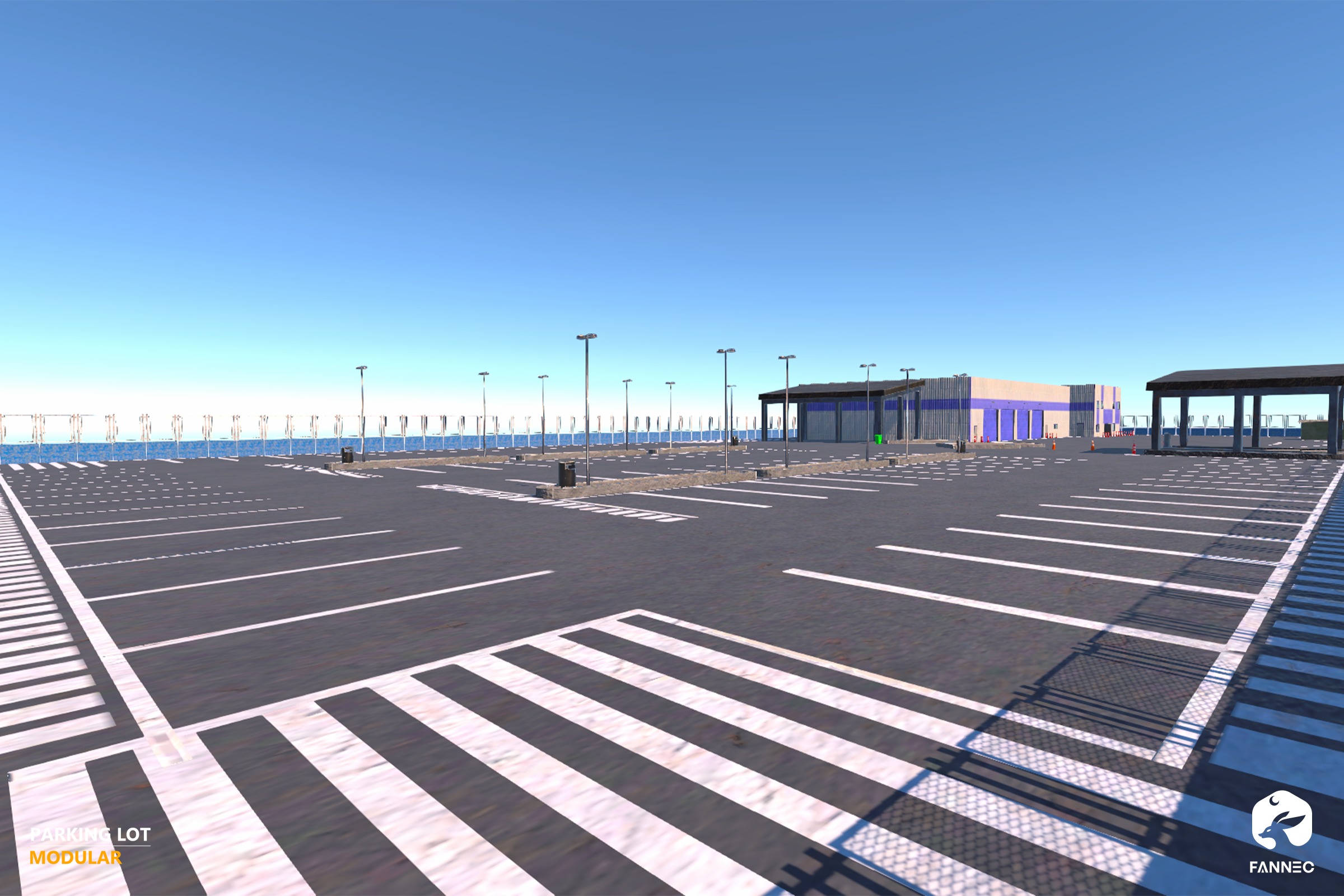 Modular Parking Lot V1 - All Formats Low-poly 3D model_3