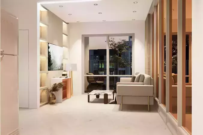 Interior Design of 55m2 Studio Apartment  3D model