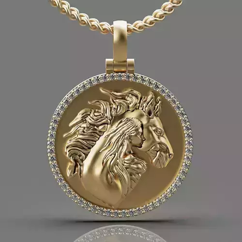 Horse girl pendant silver gold  jewelry printable 3D model