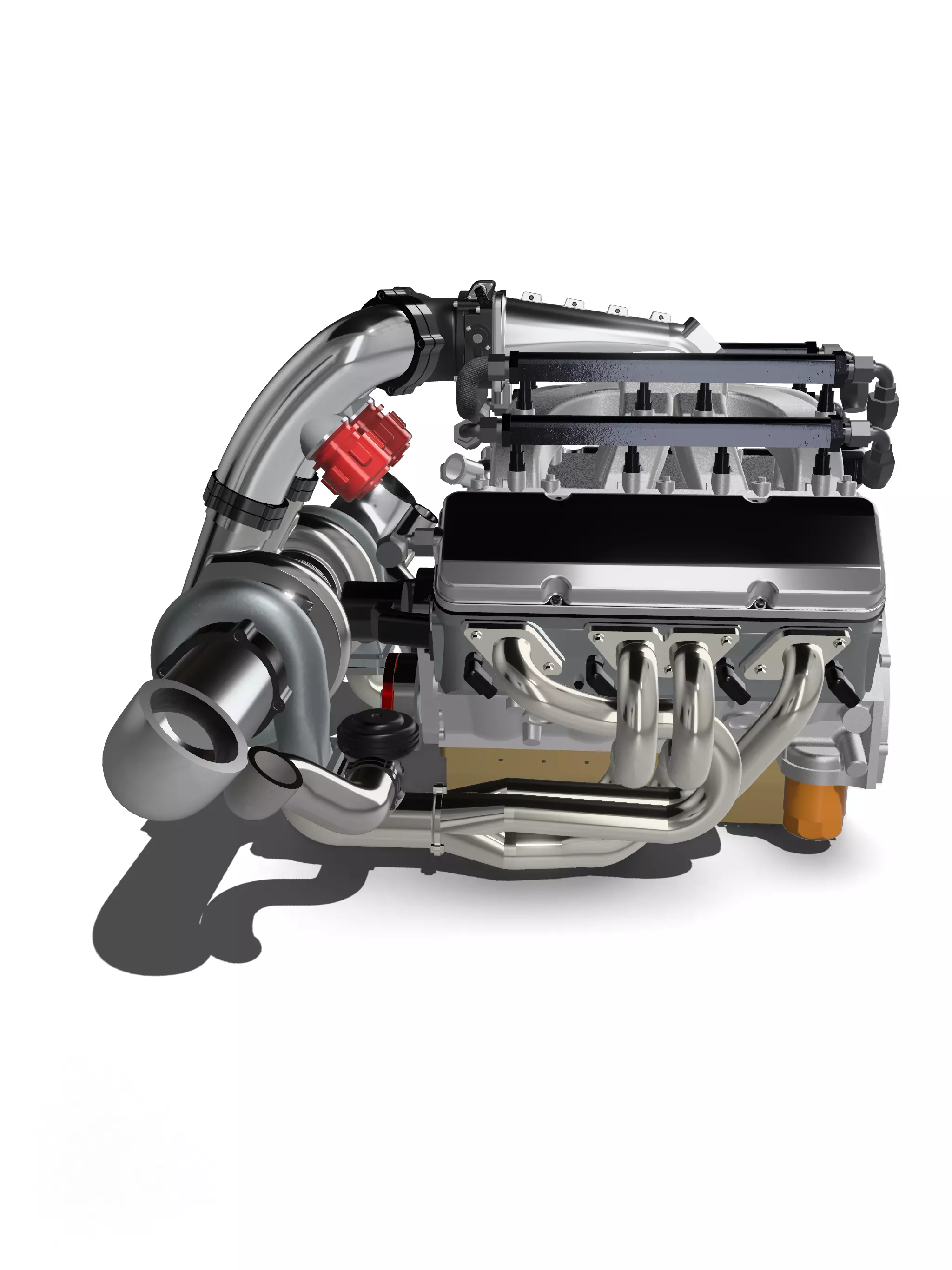 Twin Turbo SBC V8 Complete Scale Model 3D print model_20