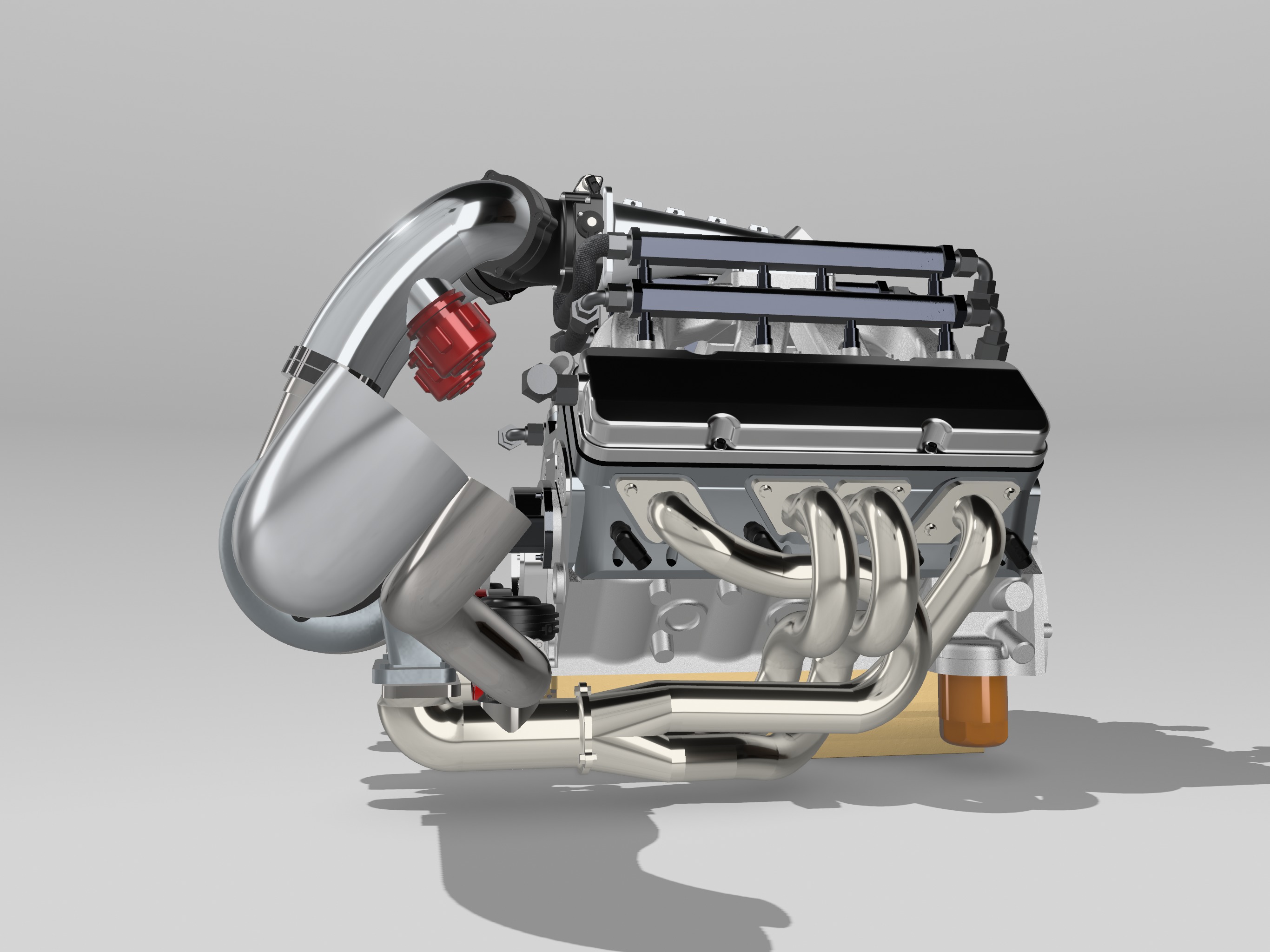 Twin Turbo SBC V8 Complete Scale Model 3D print model_16