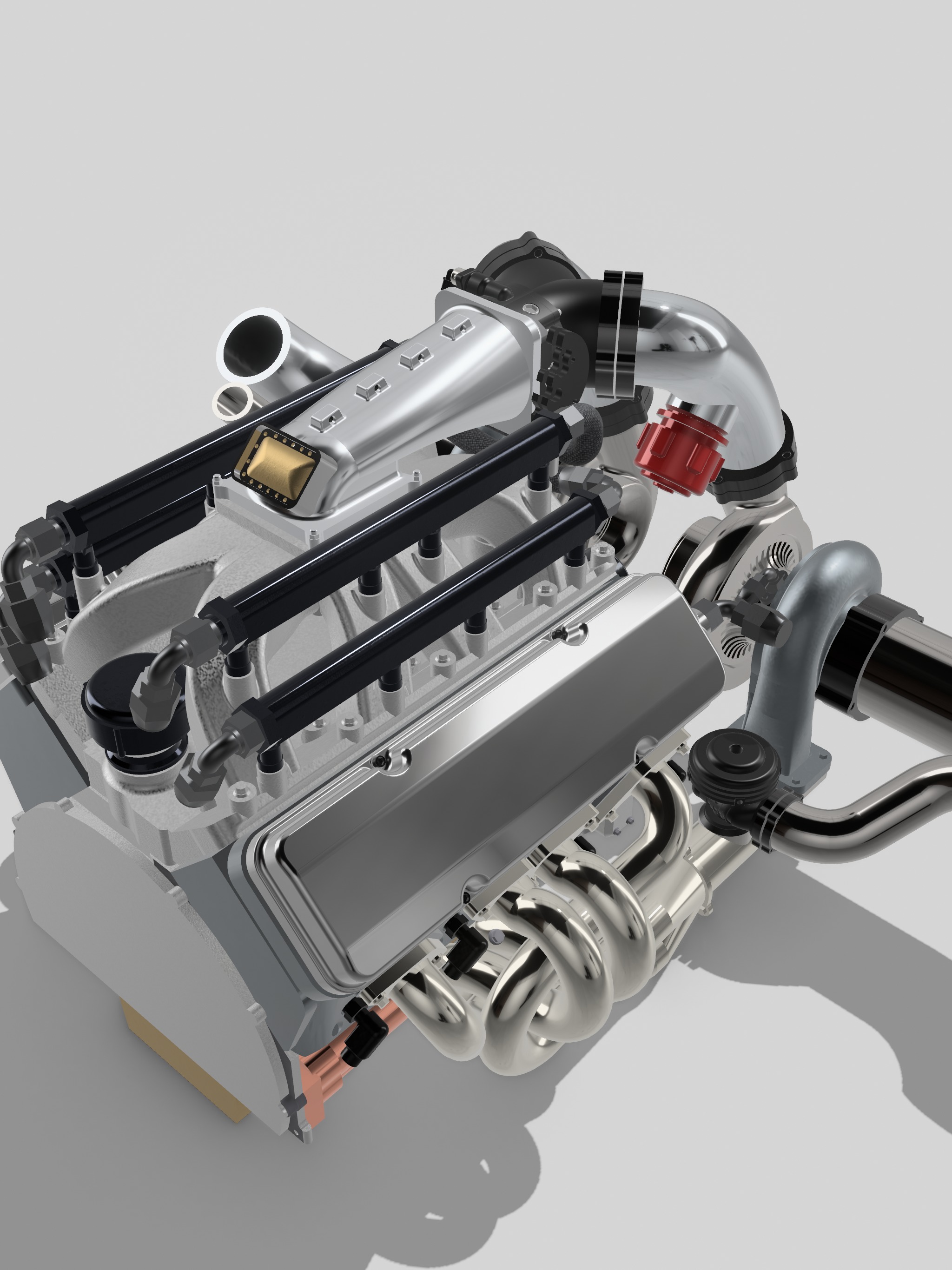 Twin Turbo SBC V8 Complete Scale Model 3D print model_7