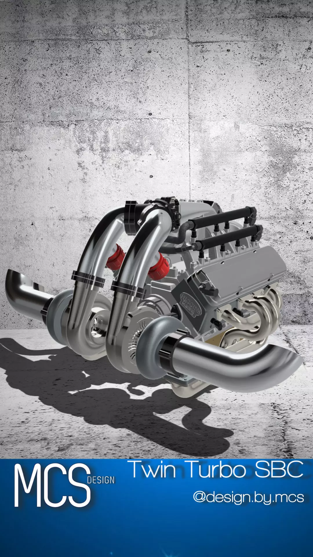 Twin Turbo SBC V8 Complete Scale Model 3D print model_2