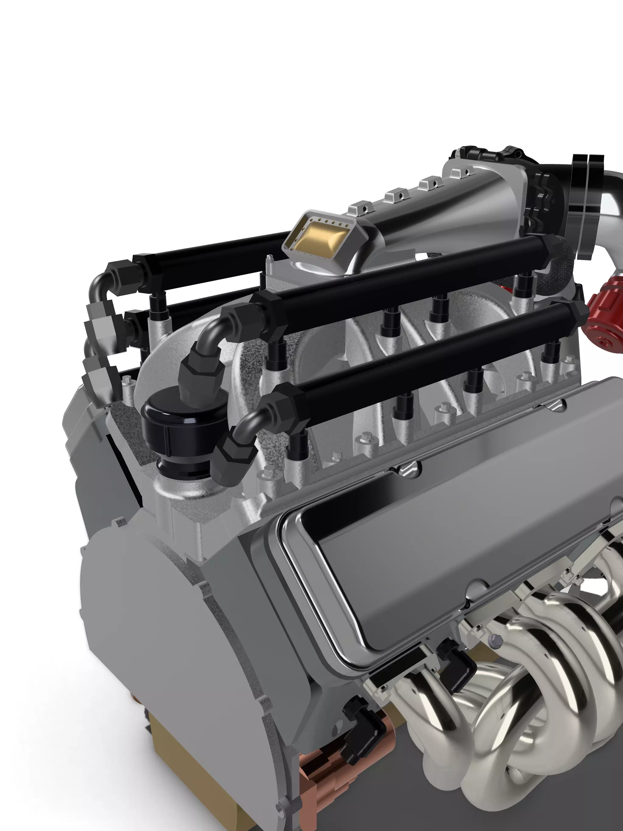 Twin Turbo SBC V8 Complete Scale Model 3D print model_21