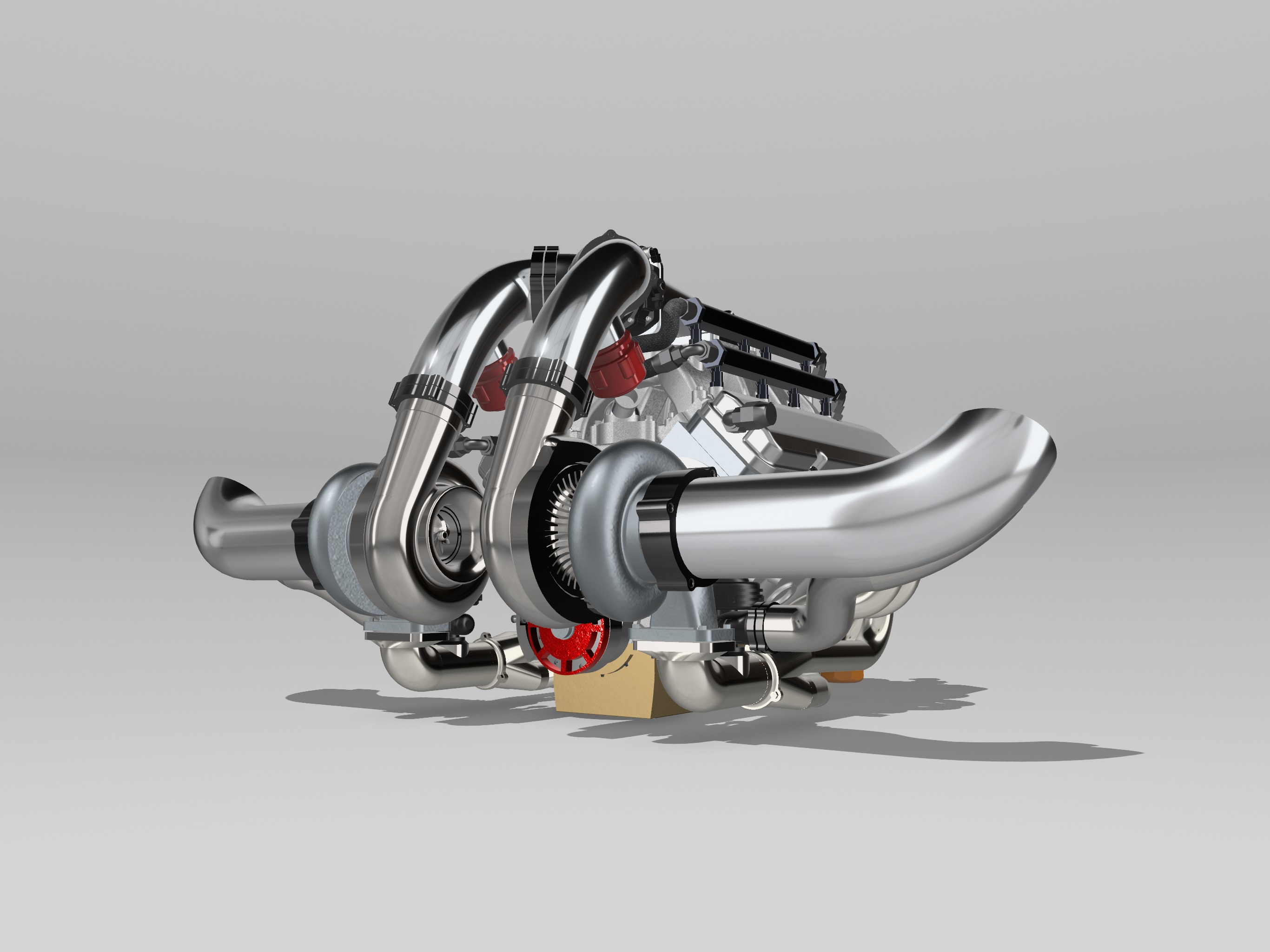 Twin Turbo SBC V8 Complete Scale Model 3D print model_17