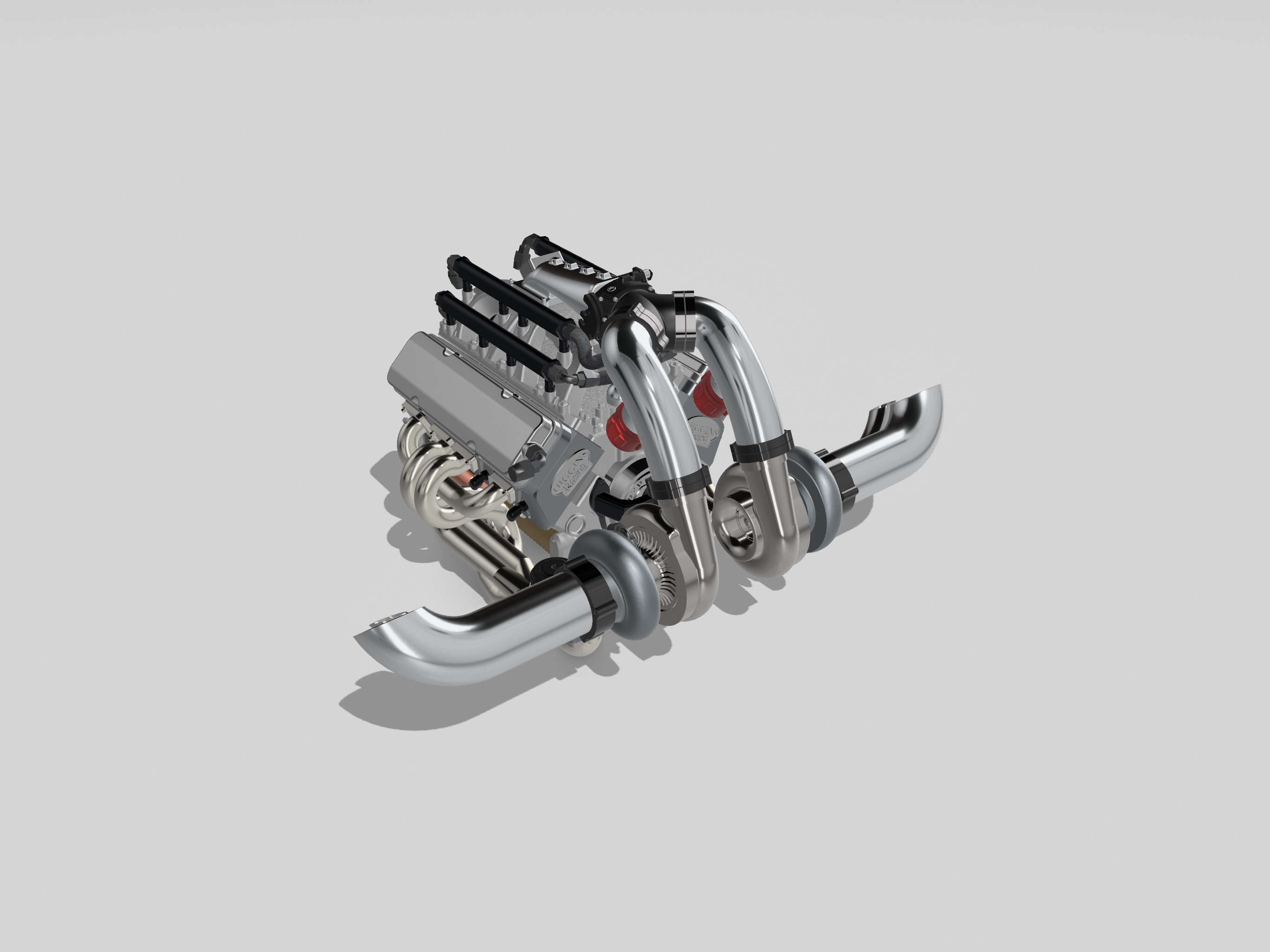 Twin Turbo SBC V8 Complete Scale Model 3D print model_11