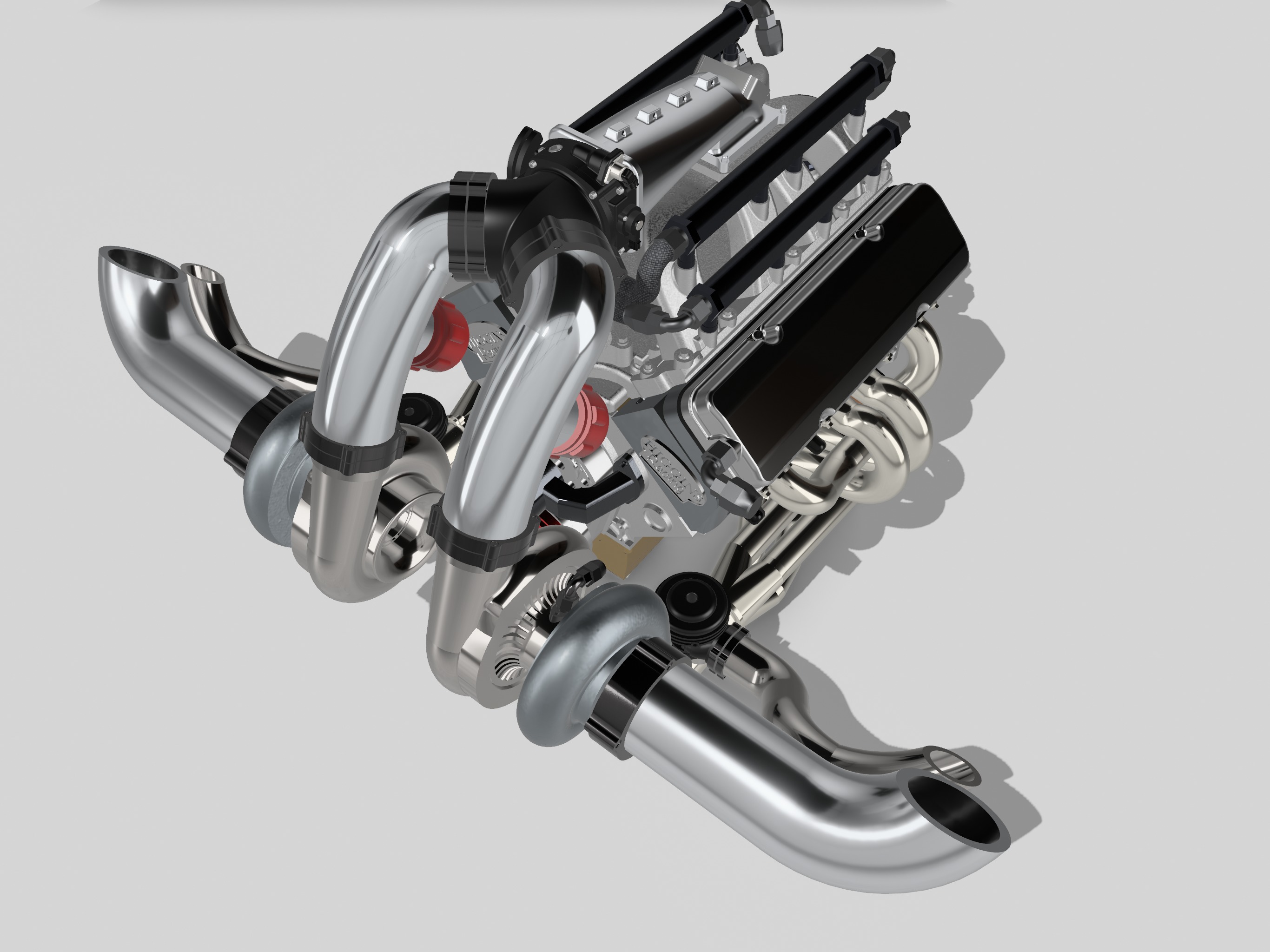 Twin Turbo SBC V8 Complete Scale Model 3D print model_14