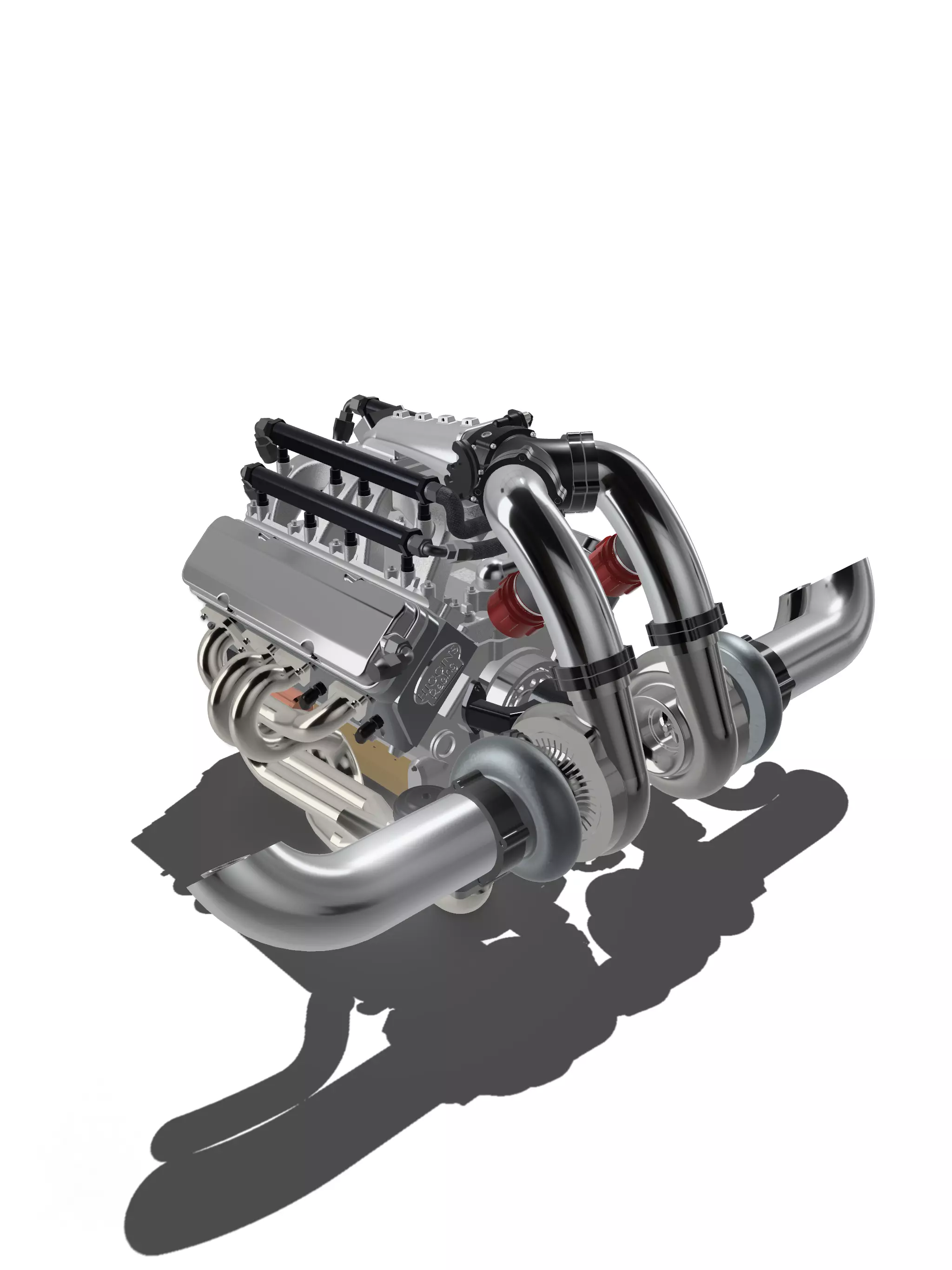 Twin Turbo SBC V8 Complete Scale Model 3D print model_22