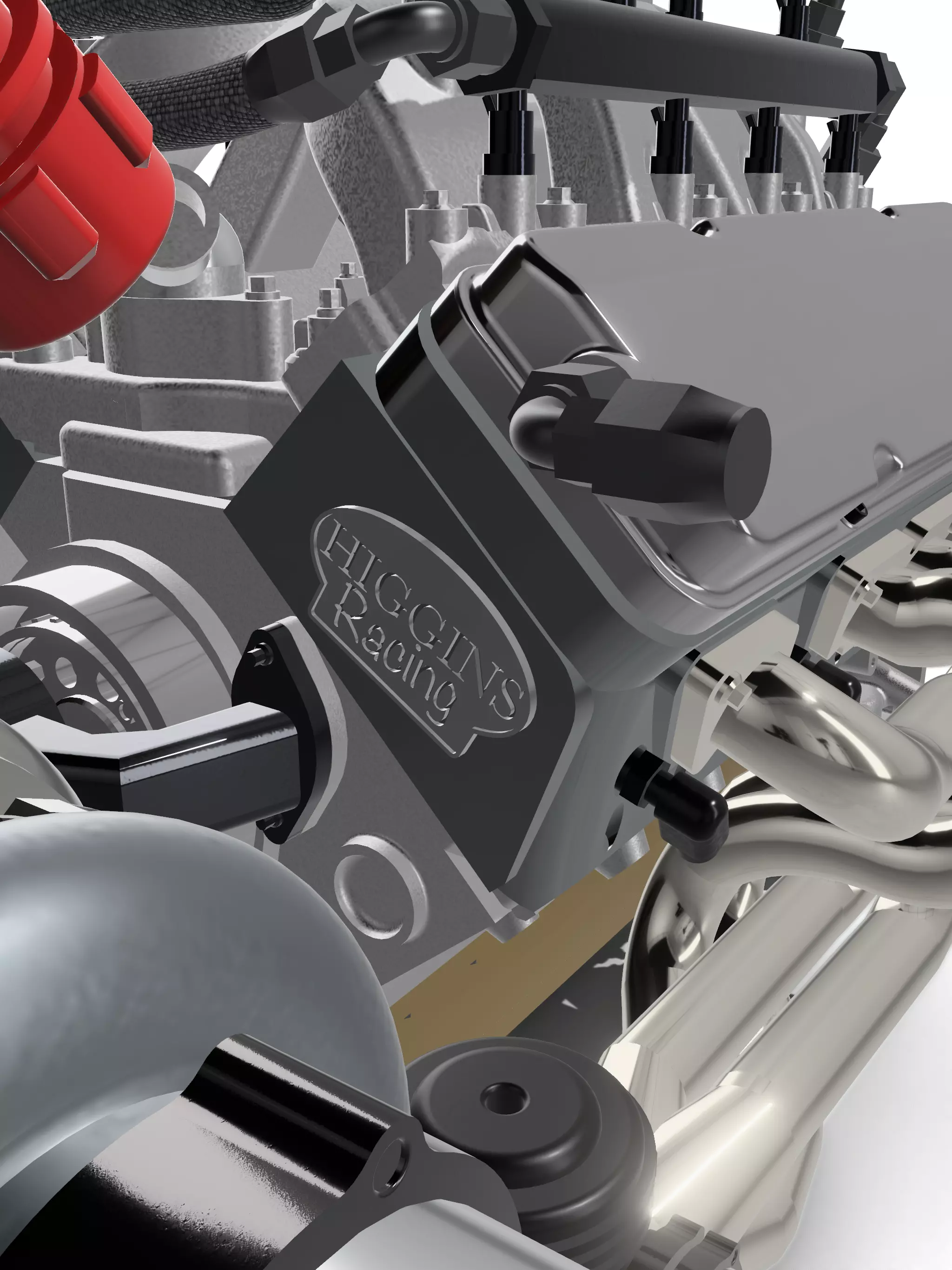 Twin Turbo SBC V8 Complete Scale Model 3D print model_23