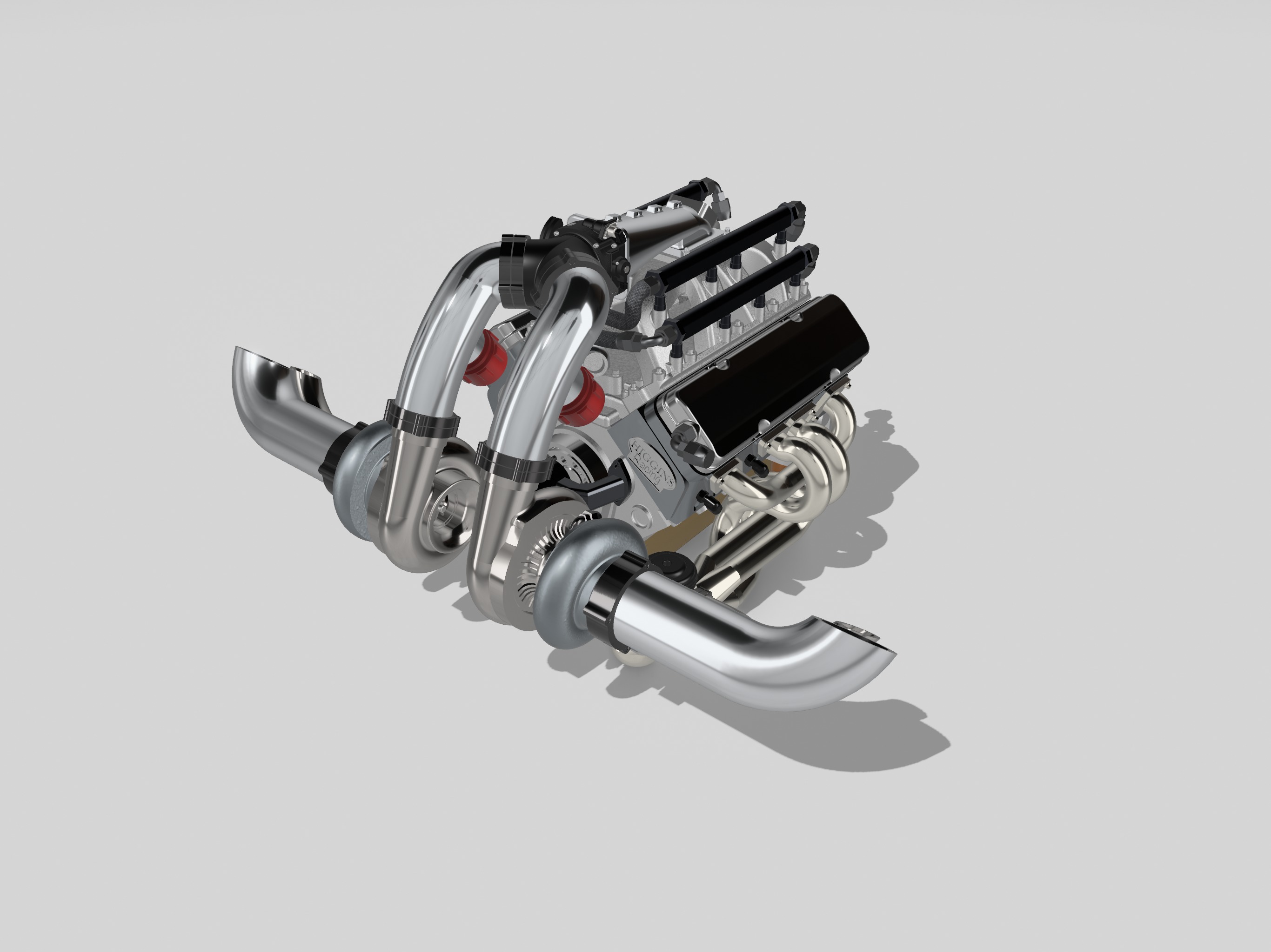 Twin Turbo SBC V8 Complete Scale Model 3D print model_12