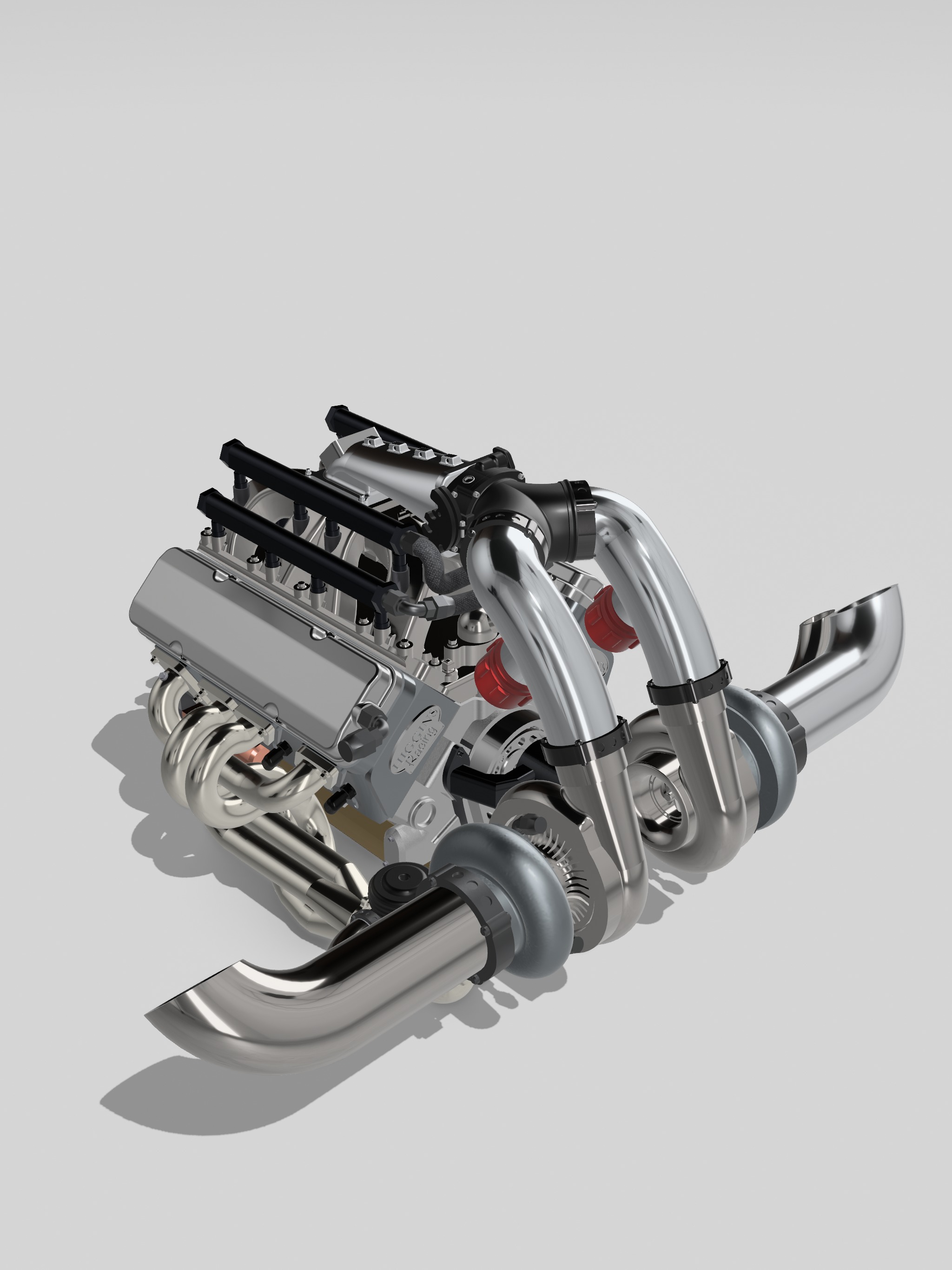 Twin Turbo SBC V8 Complete Scale Model 3D print model_3