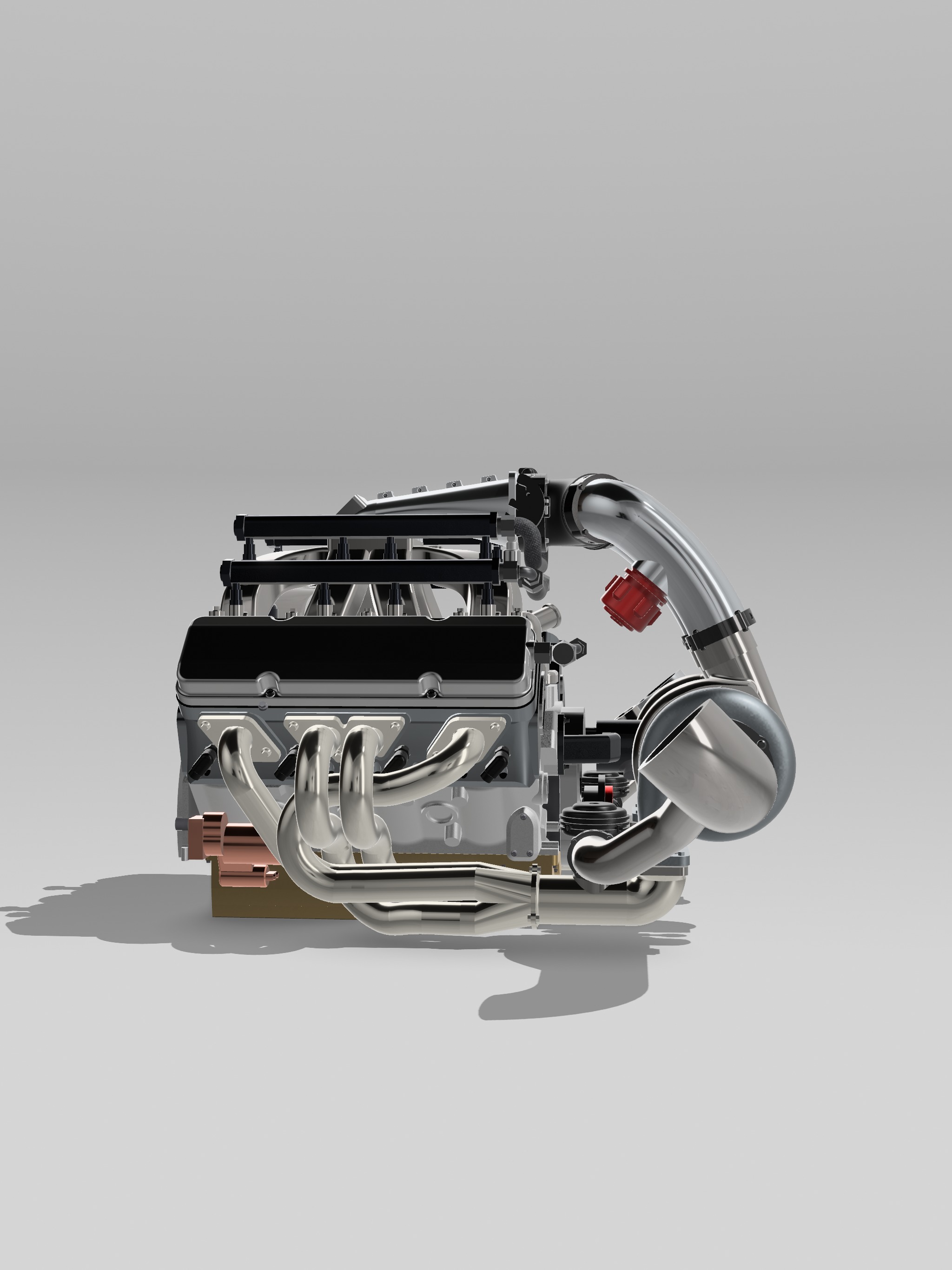 Twin Turbo SBC V8 Complete Scale Model 3D print model_4