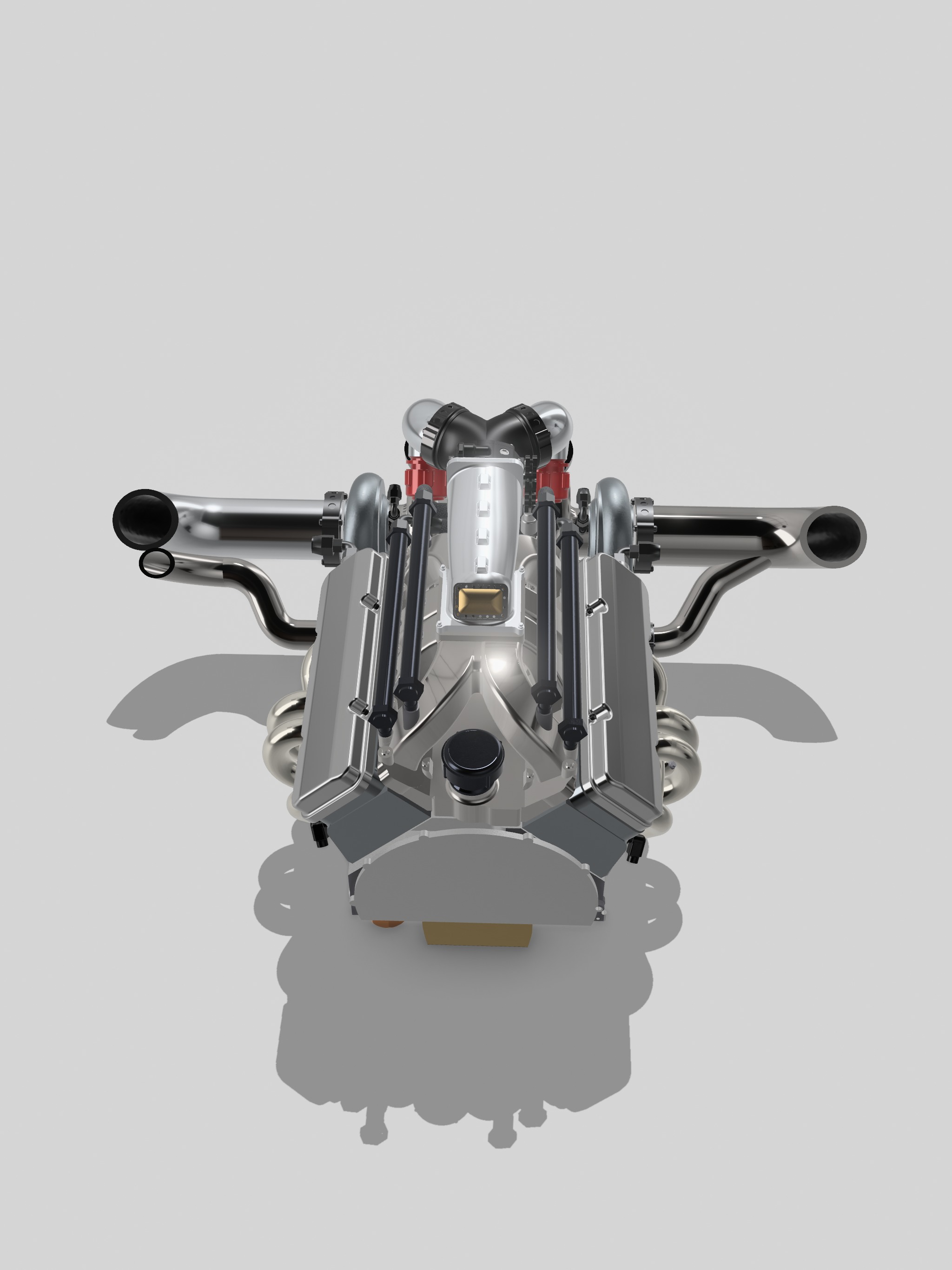 Twin Turbo SBC V8 Complete Scale Model 3D print model_5