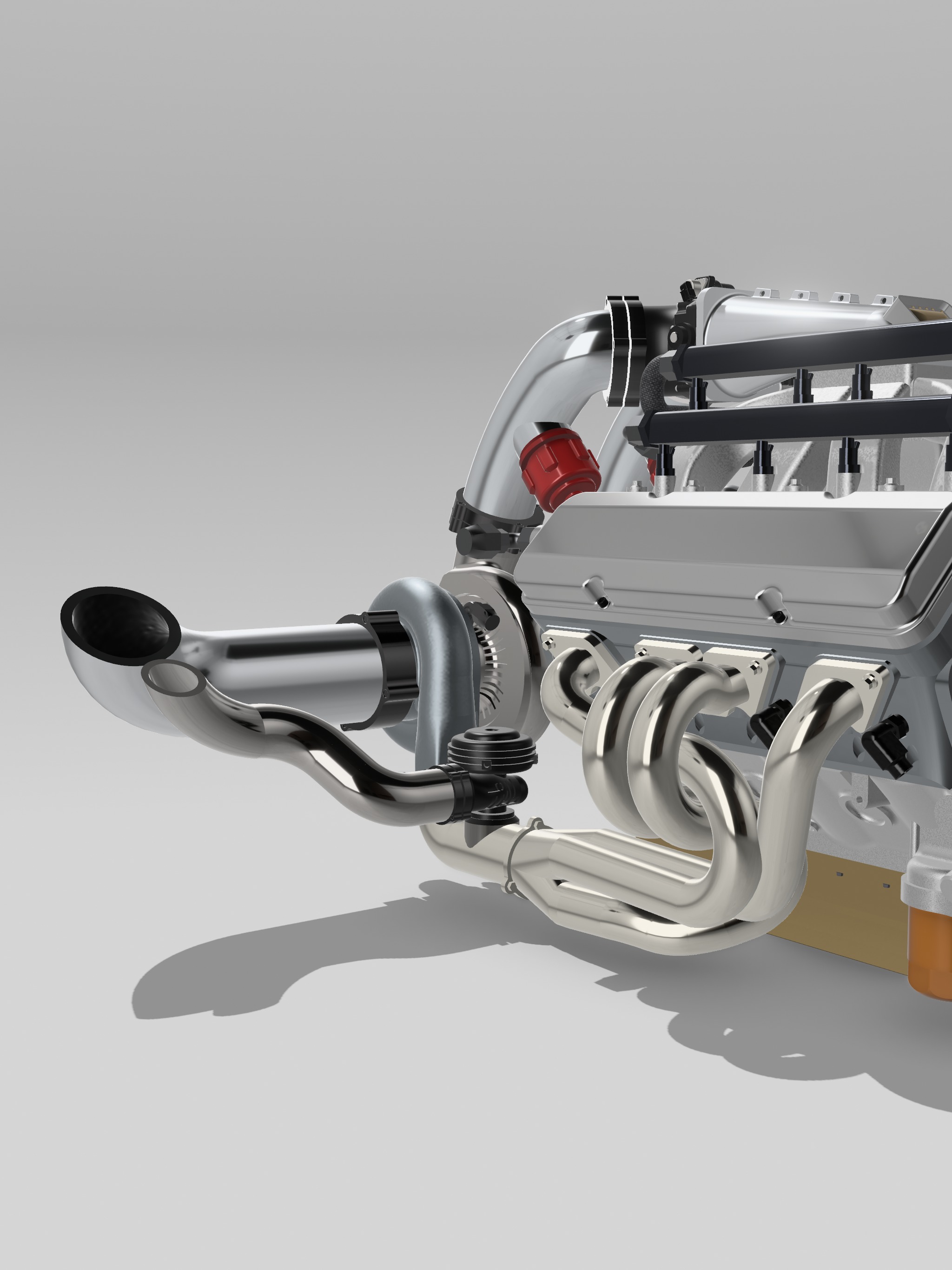 Twin Turbo SBC V8 Complete Scale Model 3D print model_8