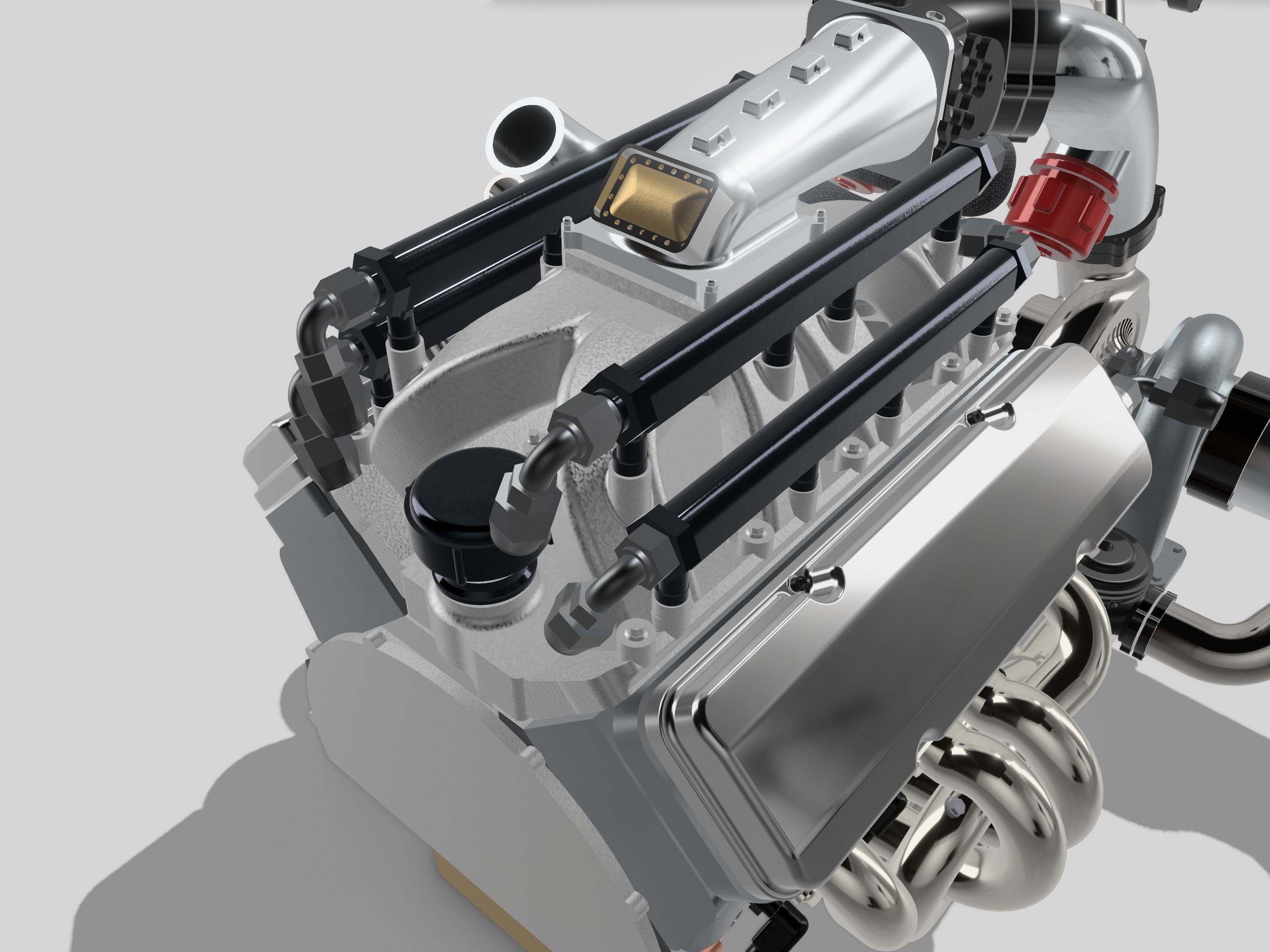 Twin Turbo SBC V8 Complete Scale Model 3D print model_15
