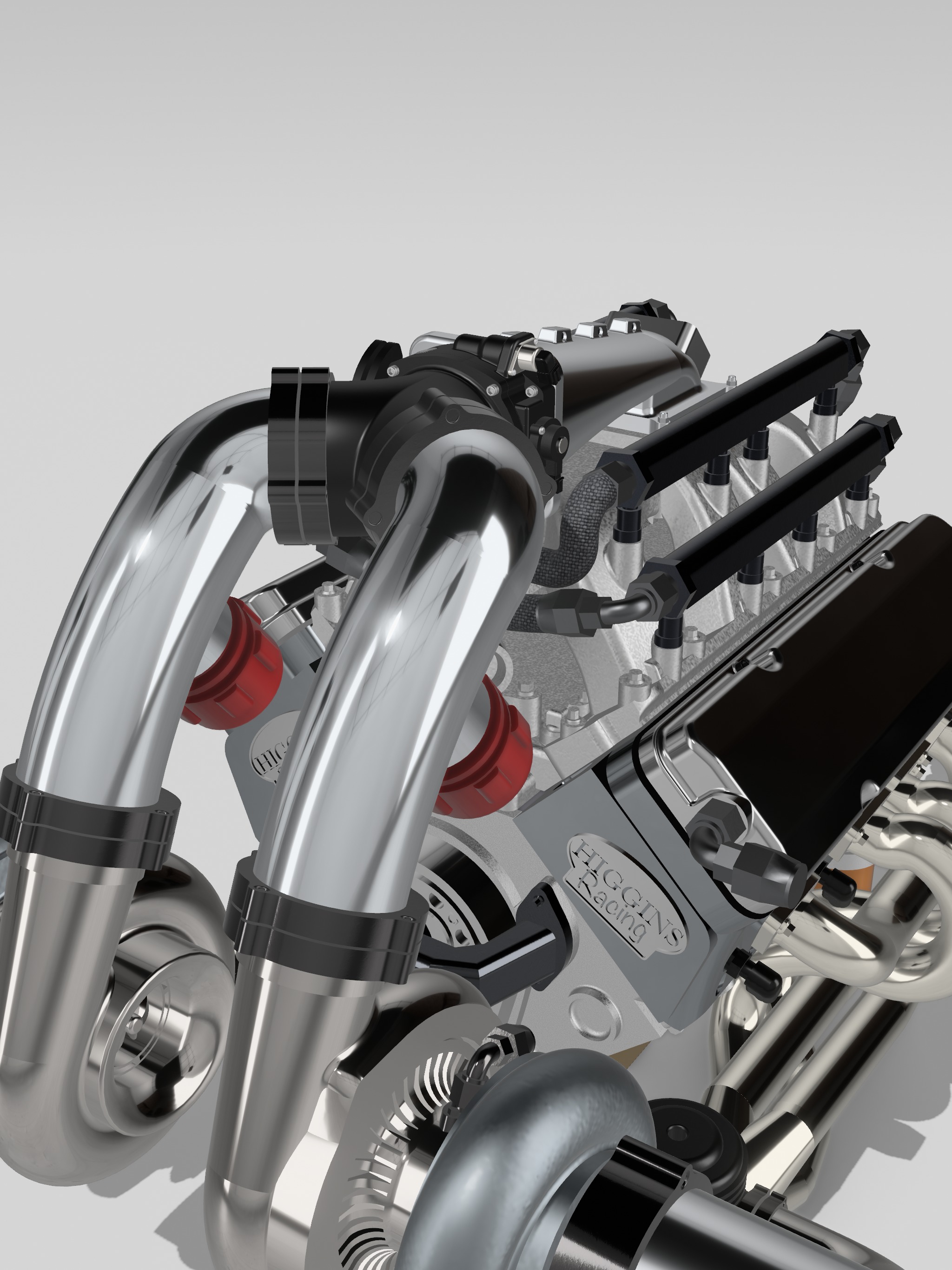 Twin Turbo SBC V8 Complete Scale Model 3D print model_6