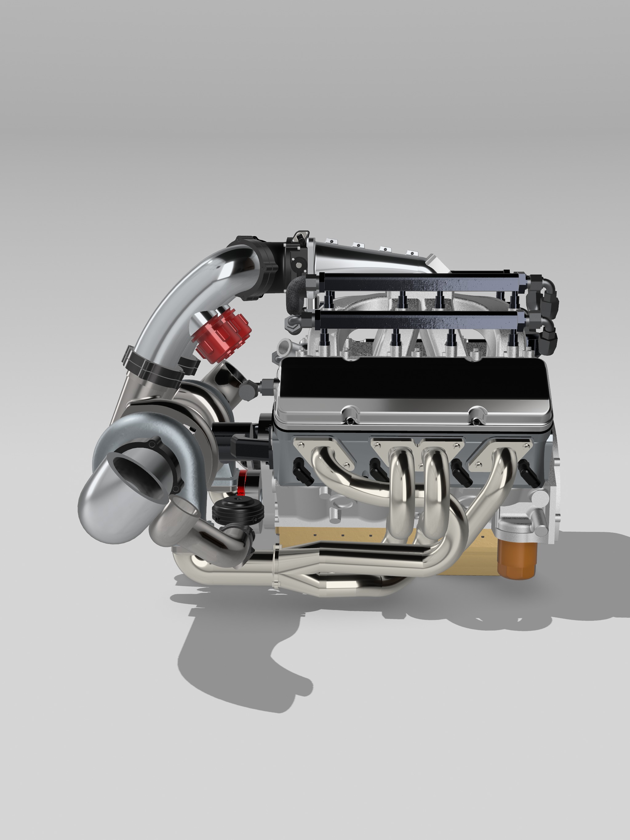 Twin Turbo SBC V8 Complete Scale Model 3D print model_9