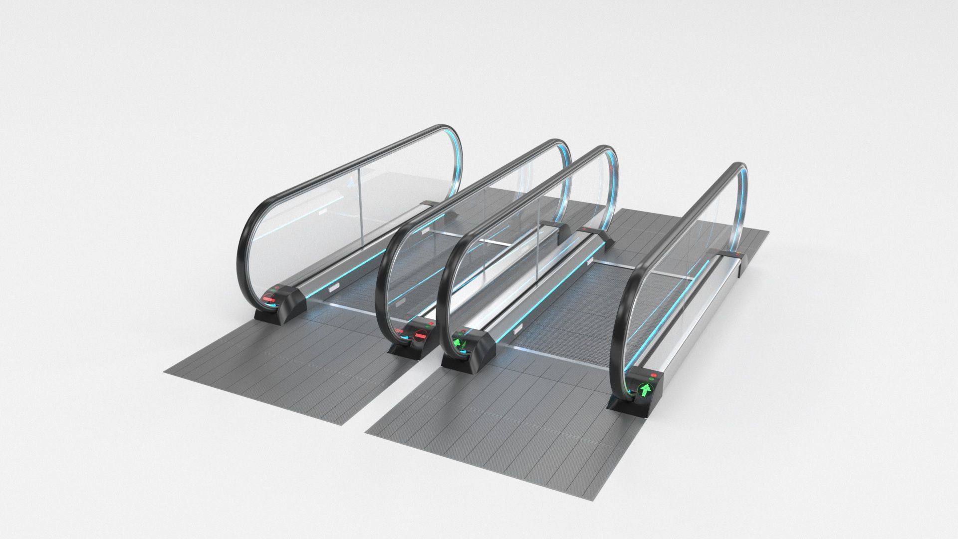 Escalator and Moving Walkway Adjustable and Rigged 3D Model Collection_9