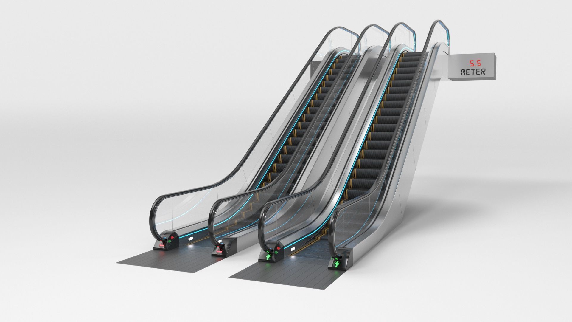 Escalator and Moving Walkway Adjustable and Rigged 3D Model Collection_5