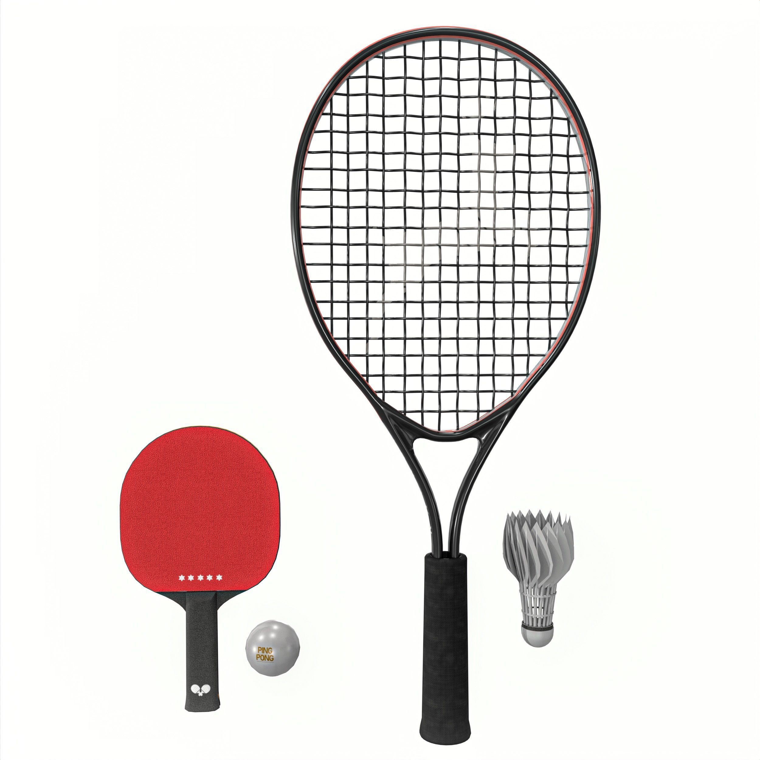 Table Tennis And Badminton Racket Pack Low-poly 3D model_18