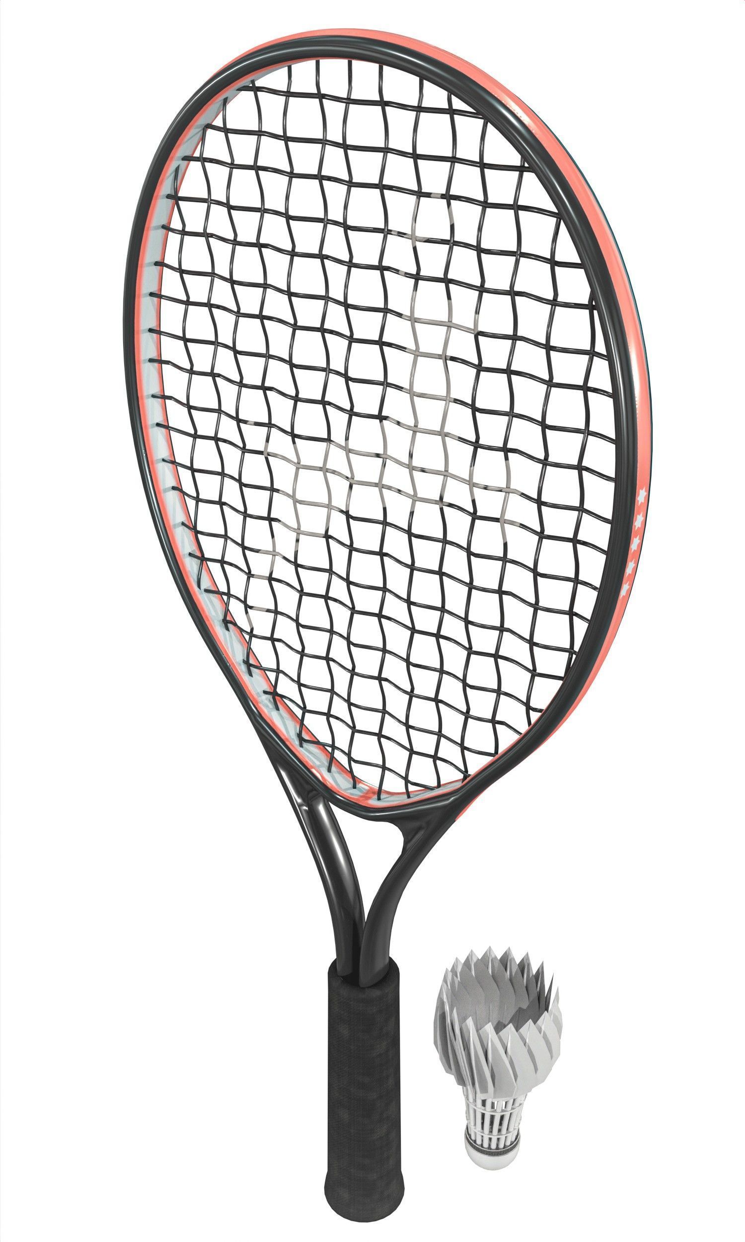 Table Tennis And Badminton Racket Pack Low-poly 3D model_11