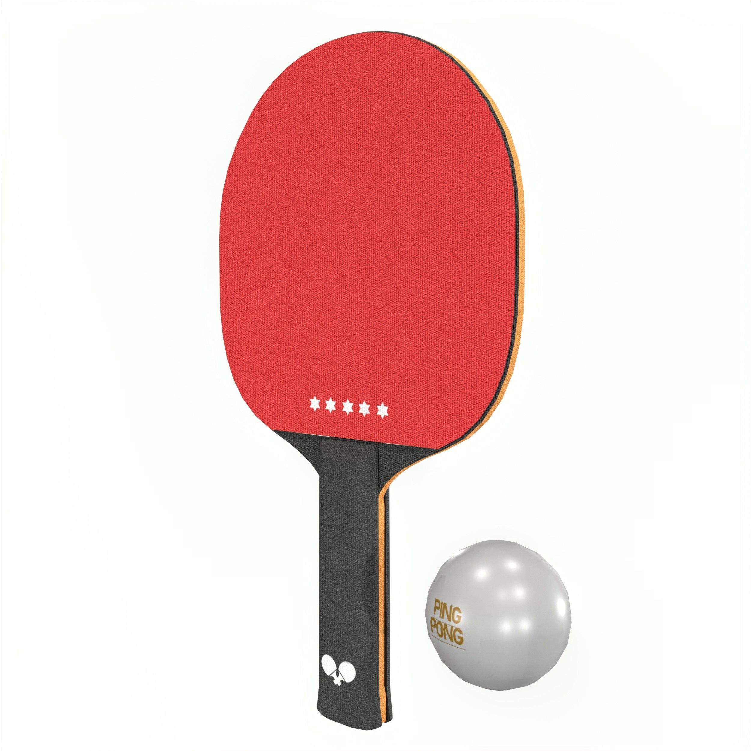 Table Tennis And Badminton Racket Pack Low-poly 3D model_16