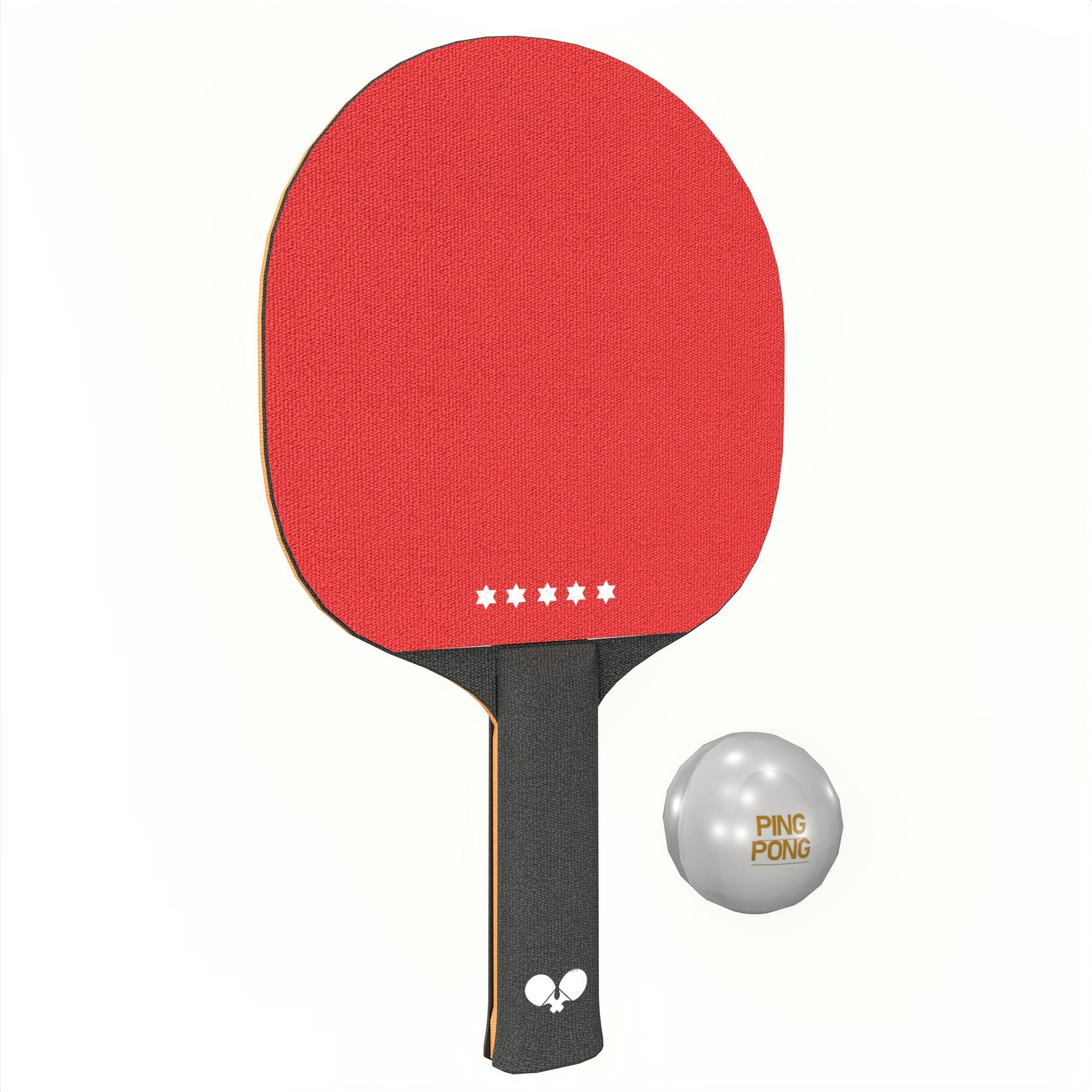 Table Tennis And Badminton Racket Pack Low-poly 3D model_13