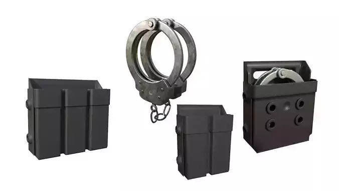  police gear and handcuffs   Low-poly 3D model