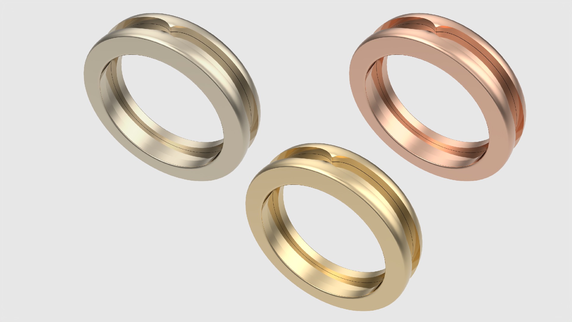 Minimalistic Three-Part Wedding Band Ring JDBCo 3D print model_2