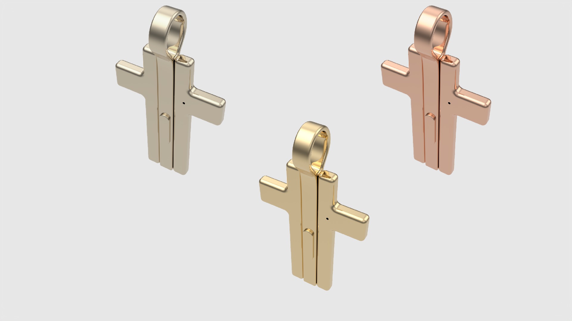 Triple Hinged Cross Pendant JDBCo 3D print model_2