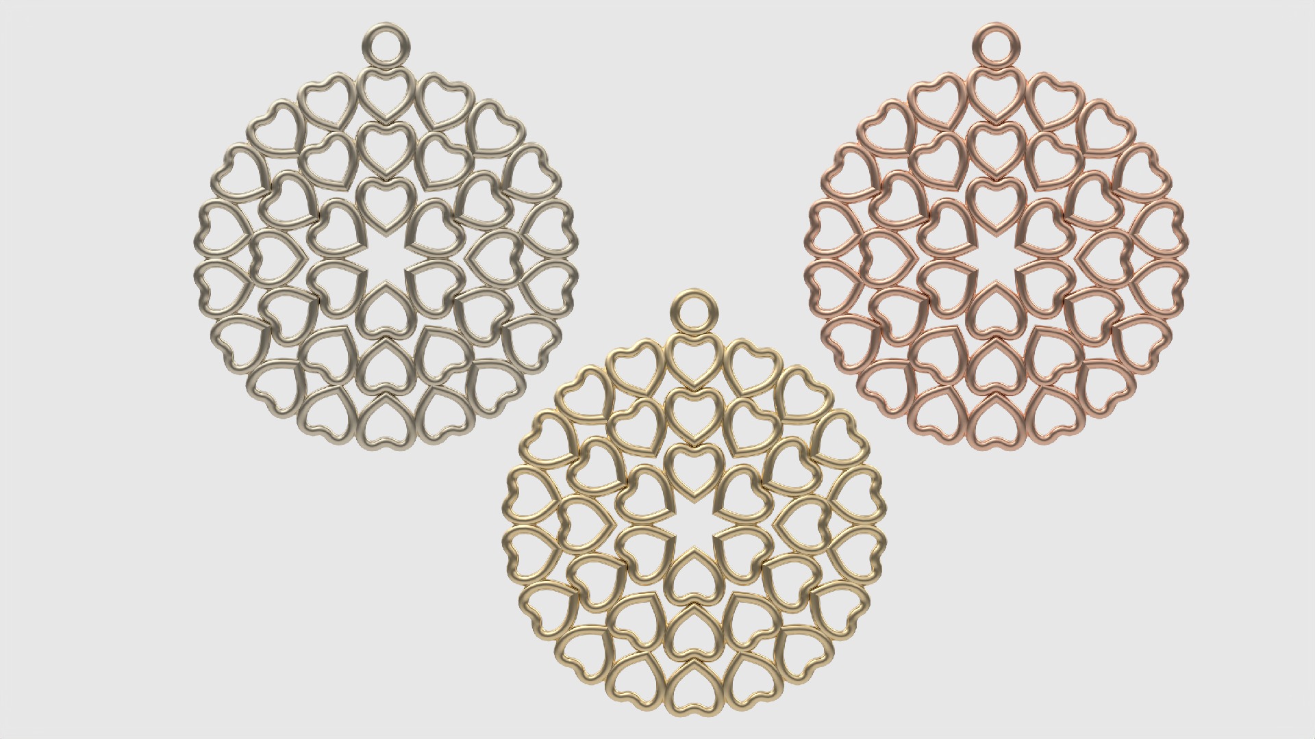 Intricate Heart Pattern Love Pendant JDBCo 3D print model_2