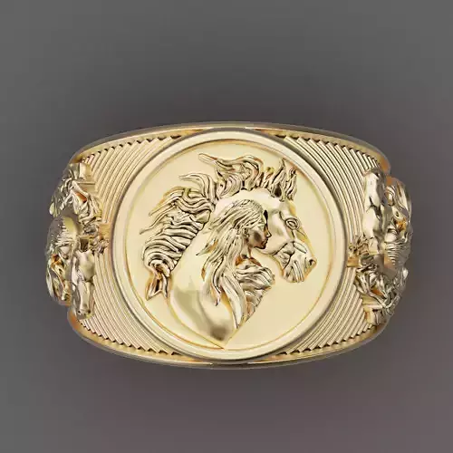 Horse girl ring silver gold jewelry printable 3D model