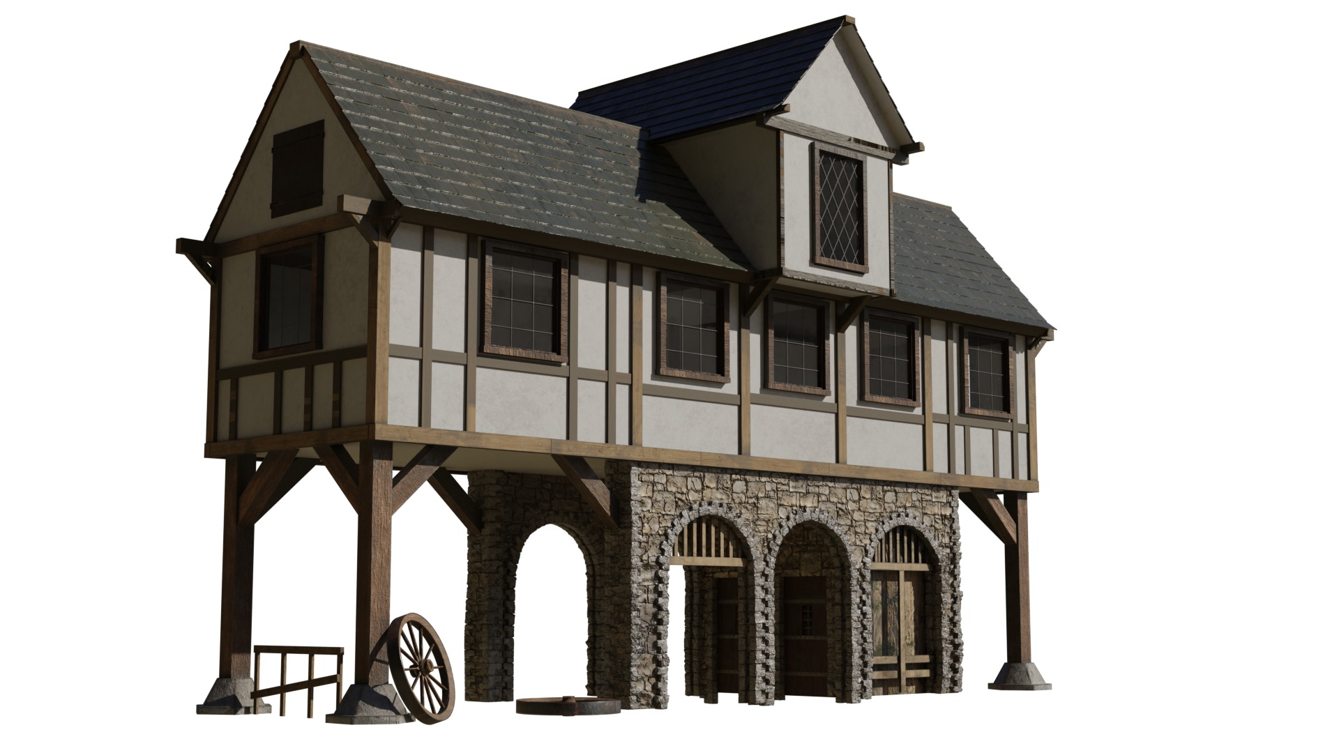Medieval building 3D model_1