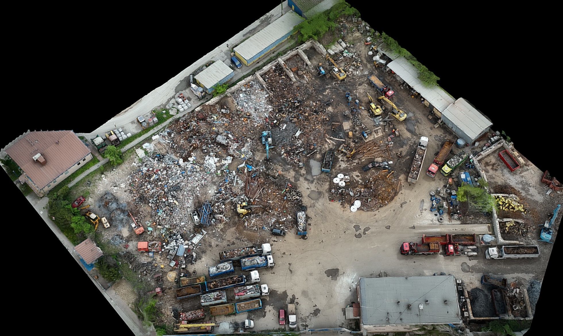 scrapyard wreckage area industrial terrain dronescan Low-poly 3D model_3