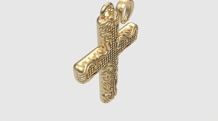 Floral Pattern Cross Pendant JDBCo 3D print model_22