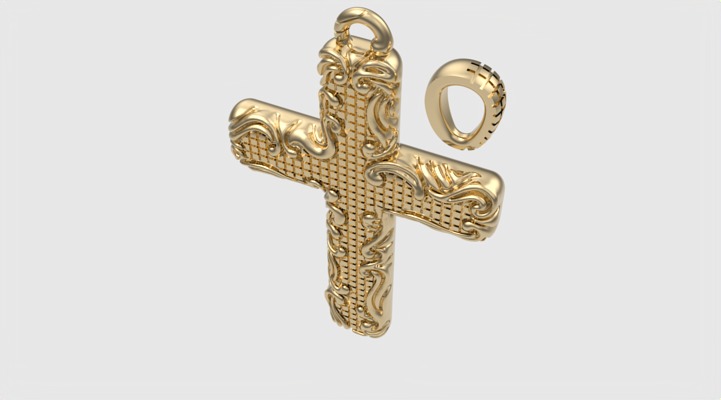 Floral Pattern Cross Pendant JDBCo 3D print model_19