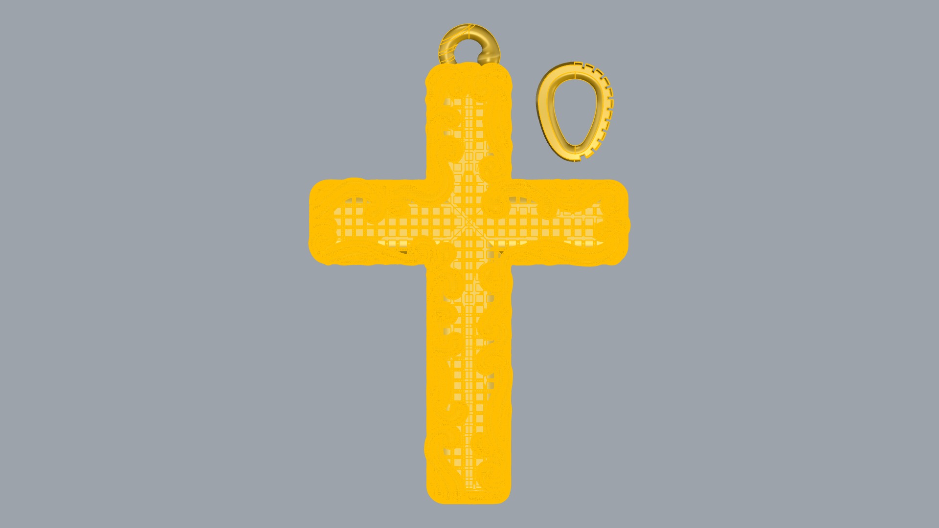 Floral Pattern Cross Pendant JDBCo 3D print model_8