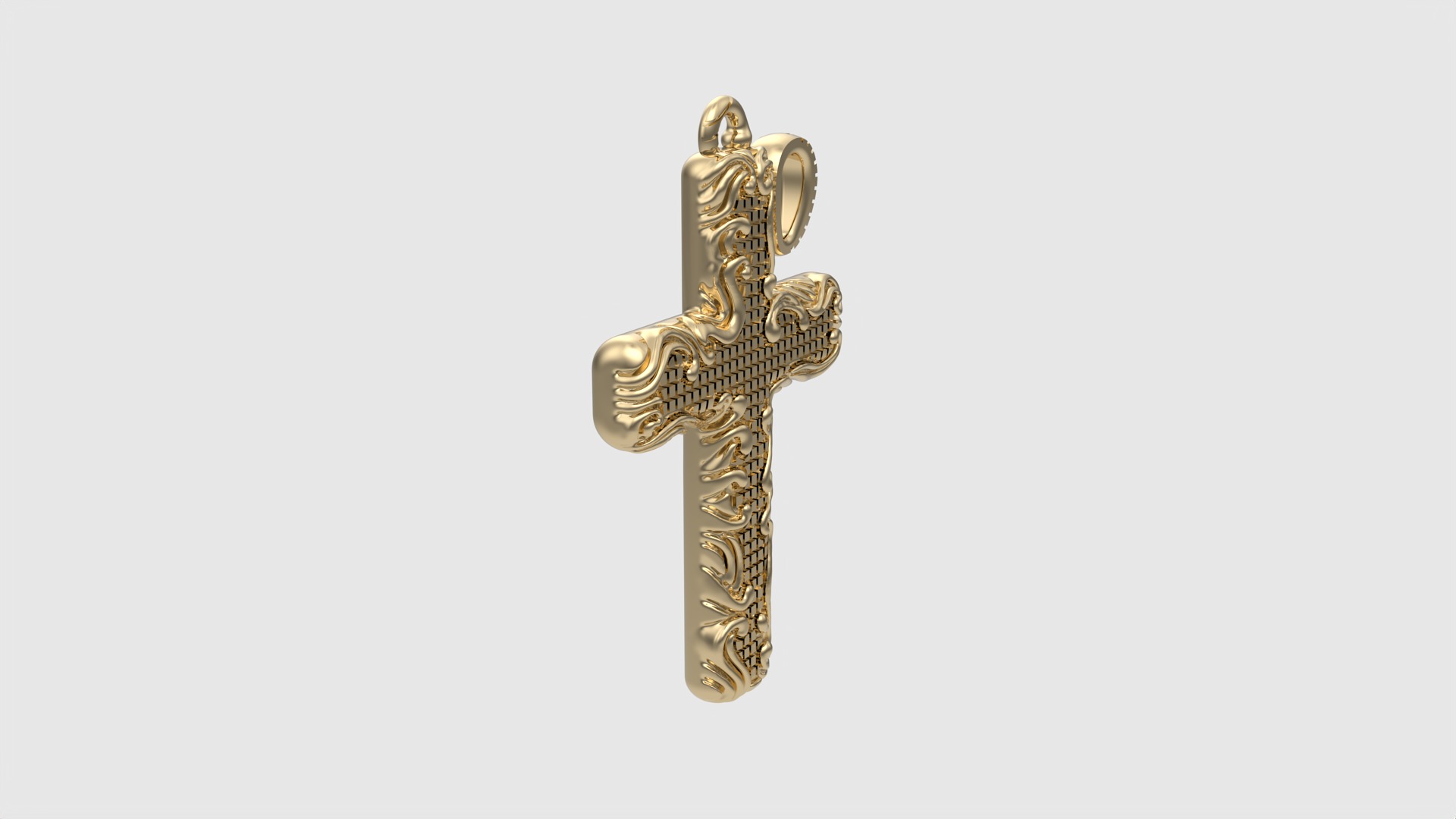 Floral Pattern Cross Pendant JDBCo 3D print model_18