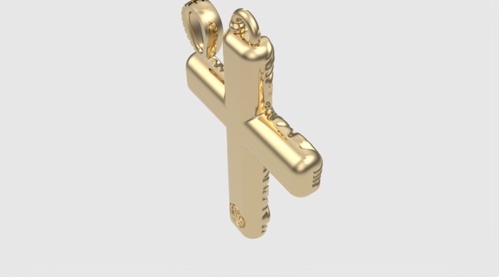 Floral Pattern Cross Pendant JDBCo 3D print model_25