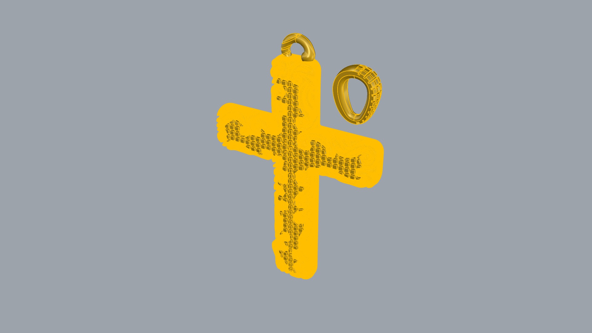 Floral Pattern Cross Pendant JDBCo 3D print model_6