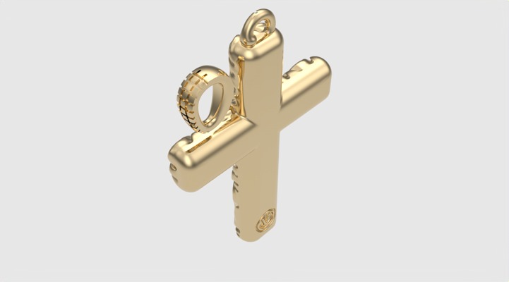 Floral Pattern Cross Pendant JDBCo 3D print model_29